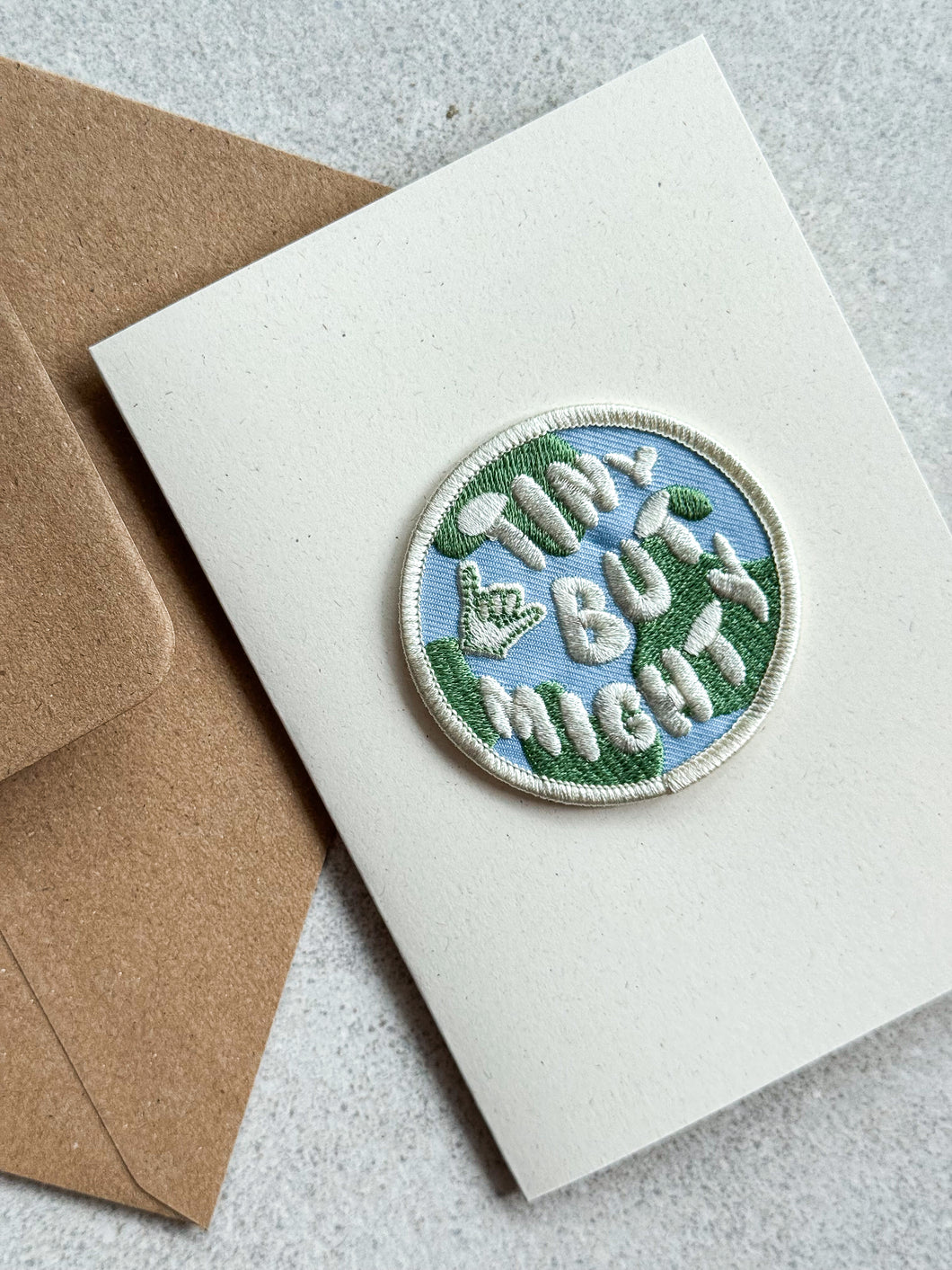 Tiny But Mighty Embroidered Patch Greetings Card