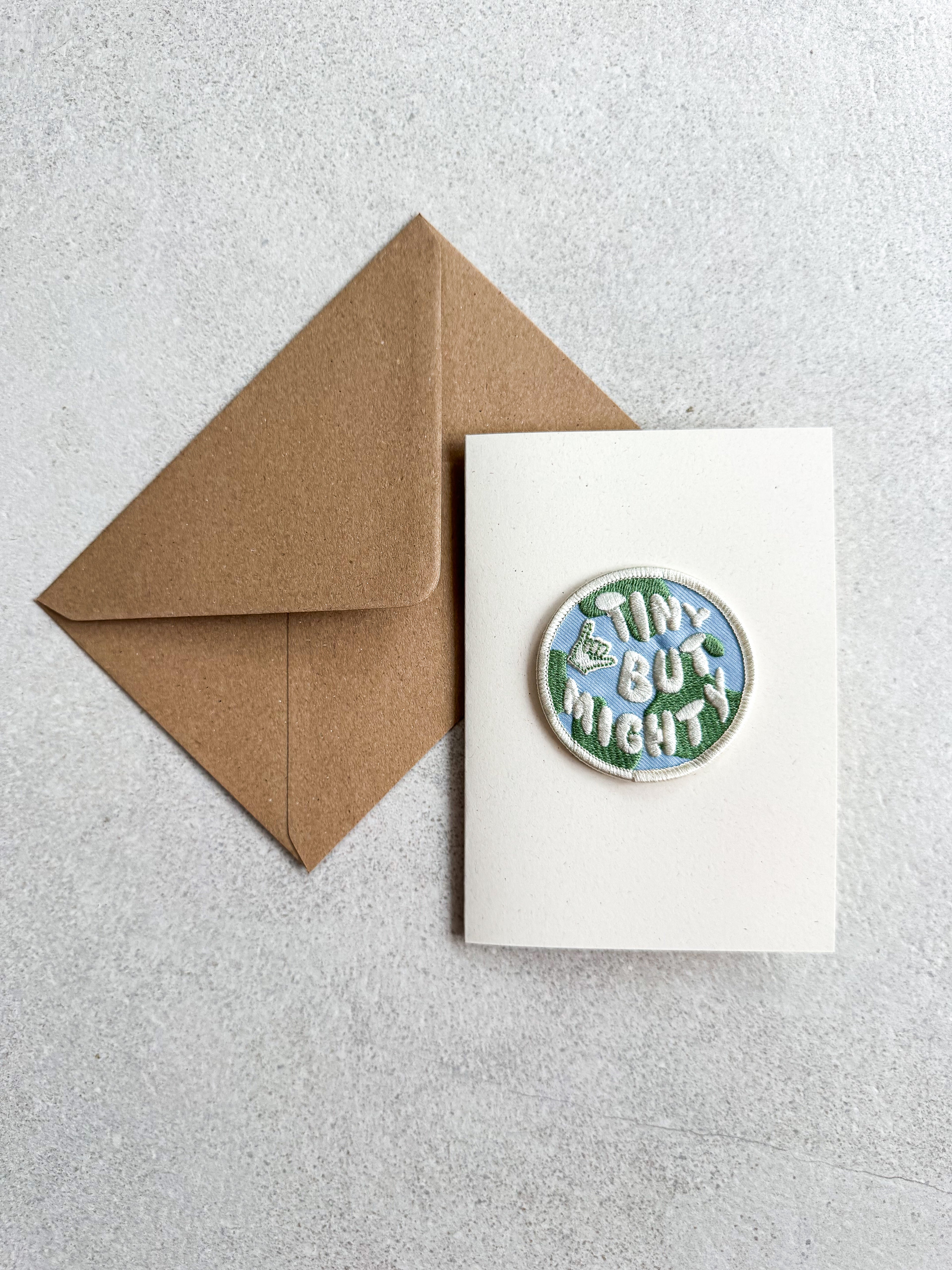 Tiny But Mighty Embroidered Patch Greetings Card