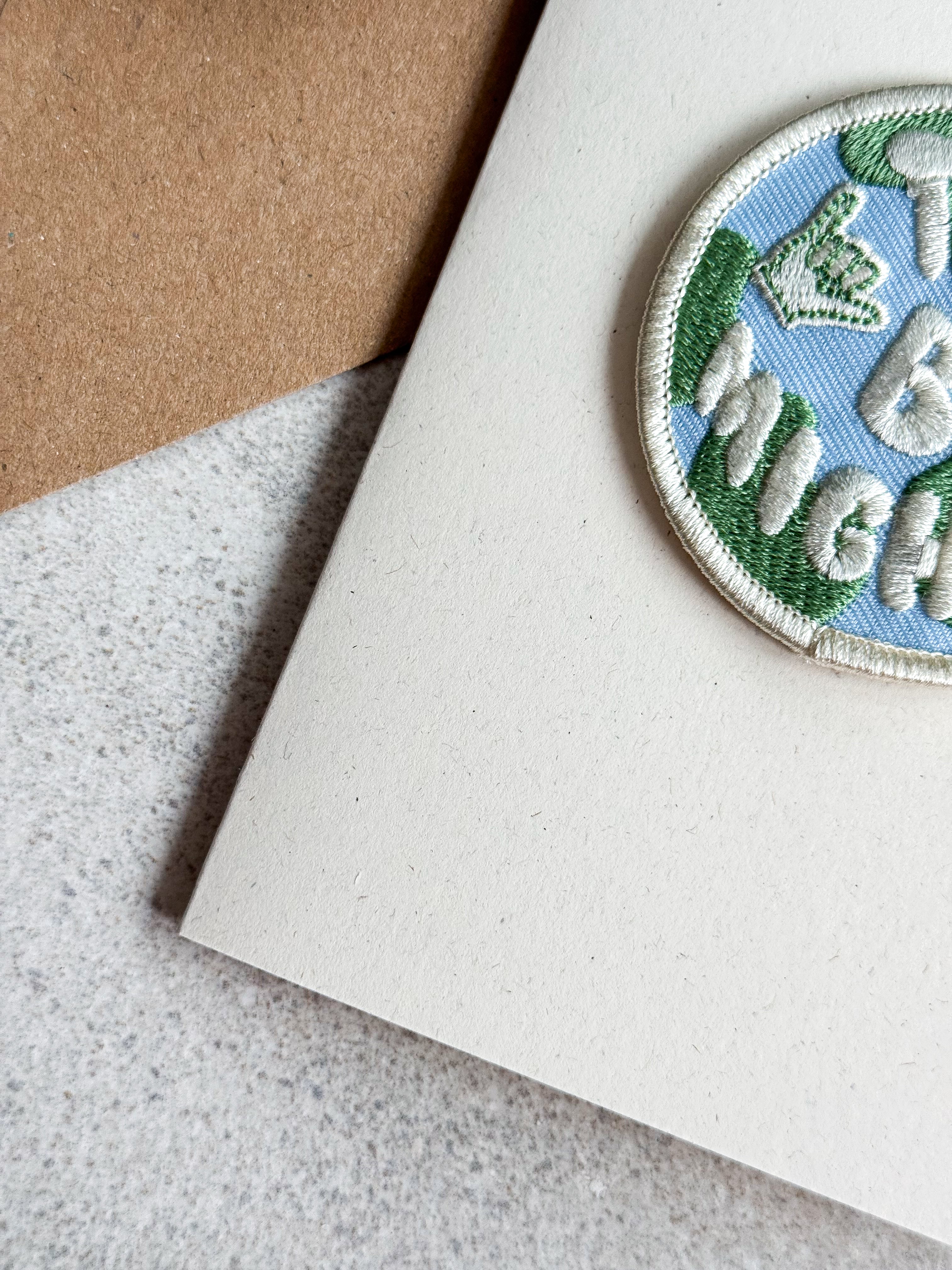 Tiny But Mighty Embroidered Patch Greetings Card
