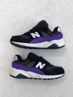 New Balance 580 Black & Purple Trainers - UK Kids Size 4