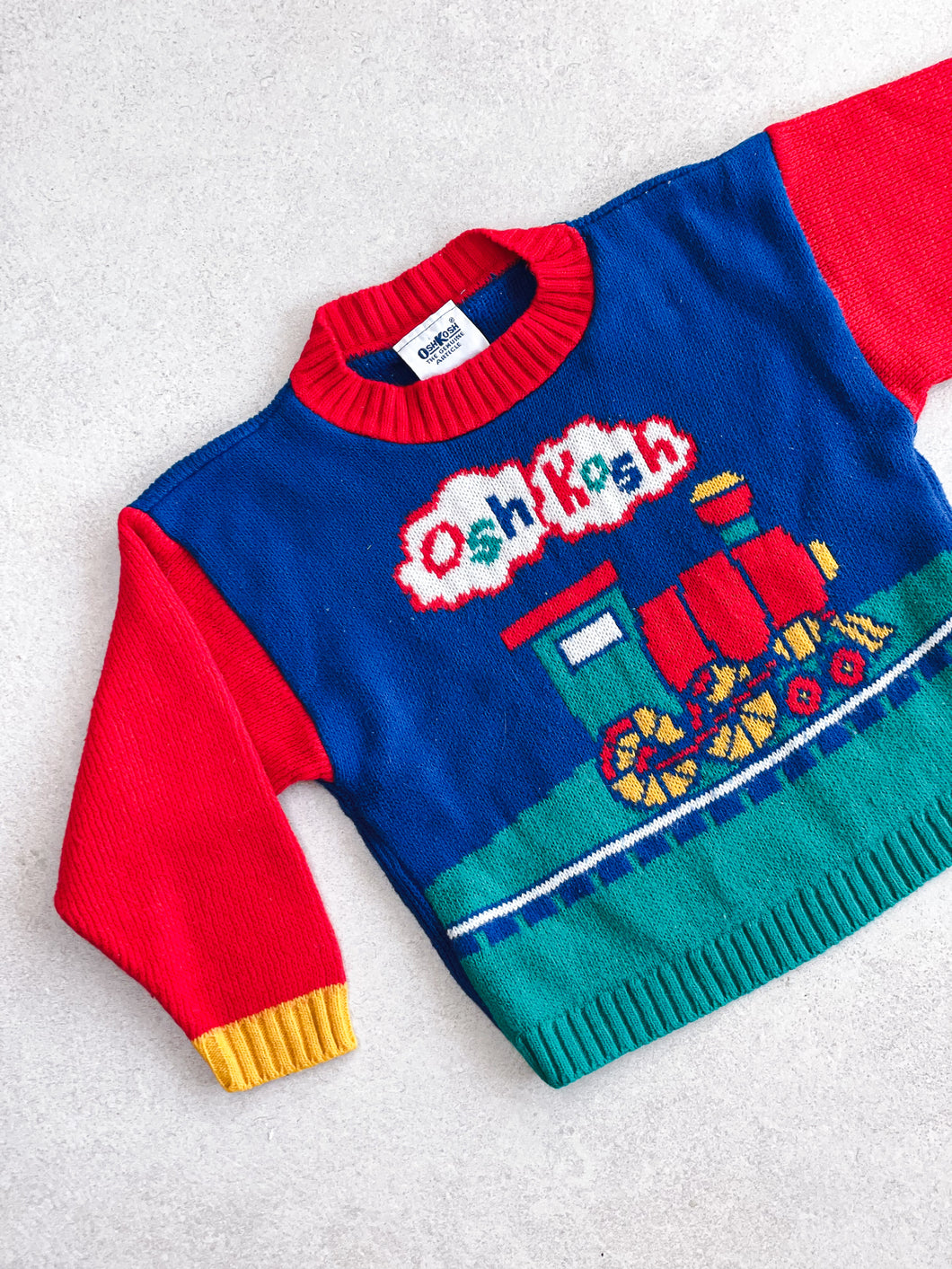 Osh Kosh Rare Vintage Colour Block Train Knit - Age 2T