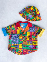Load image into Gallery viewer, Vintage Abstract 90&#39;s Shirt &amp; Bucket Hat Set - Age 2 years
