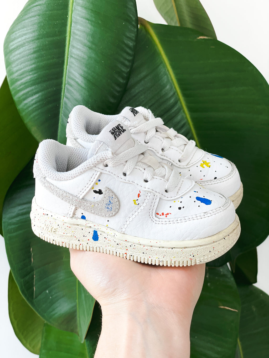 Nike Air Force 1 Paint Splatter Trainers - UK Infant Size 5.5