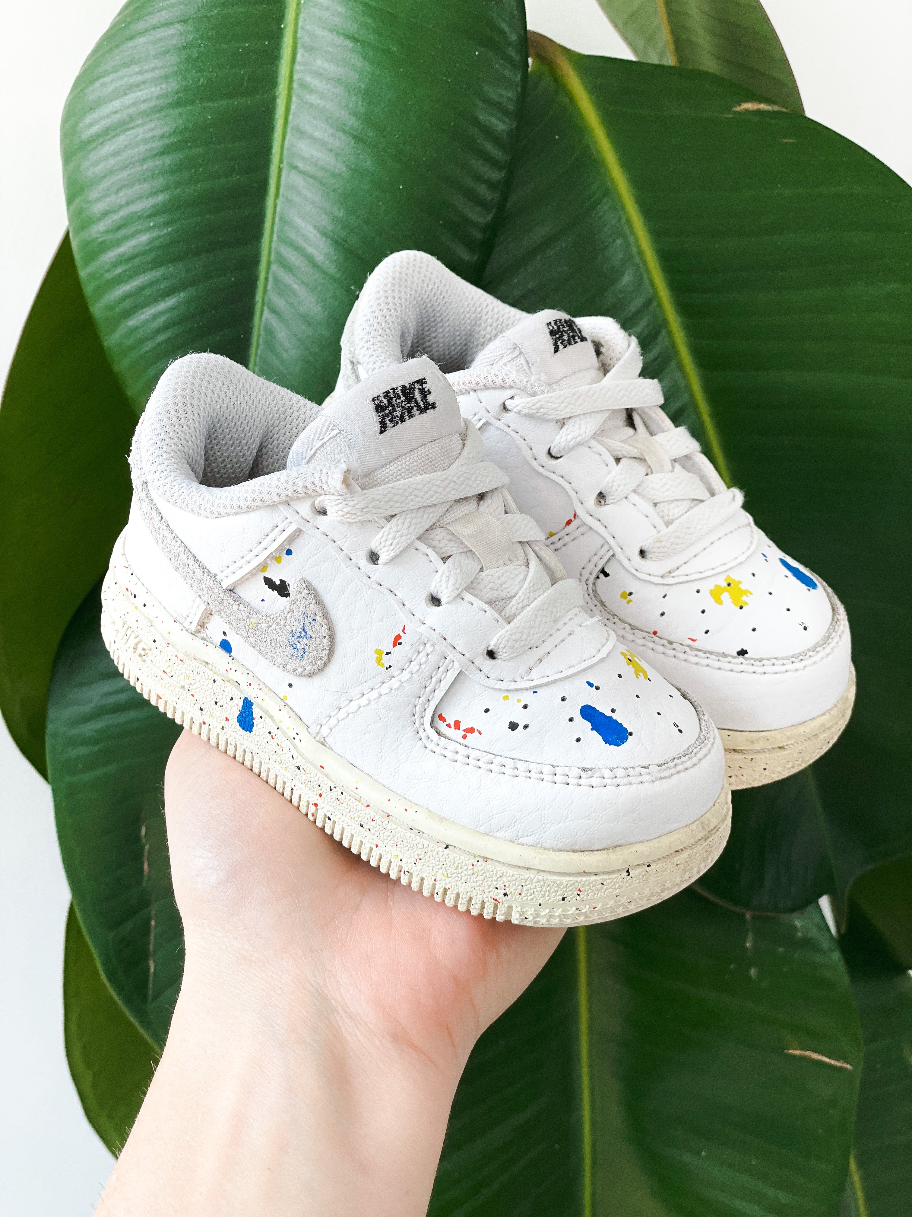 Nike Air Force 1 Paint Splatter Trainers - UK Infant Size 5.5