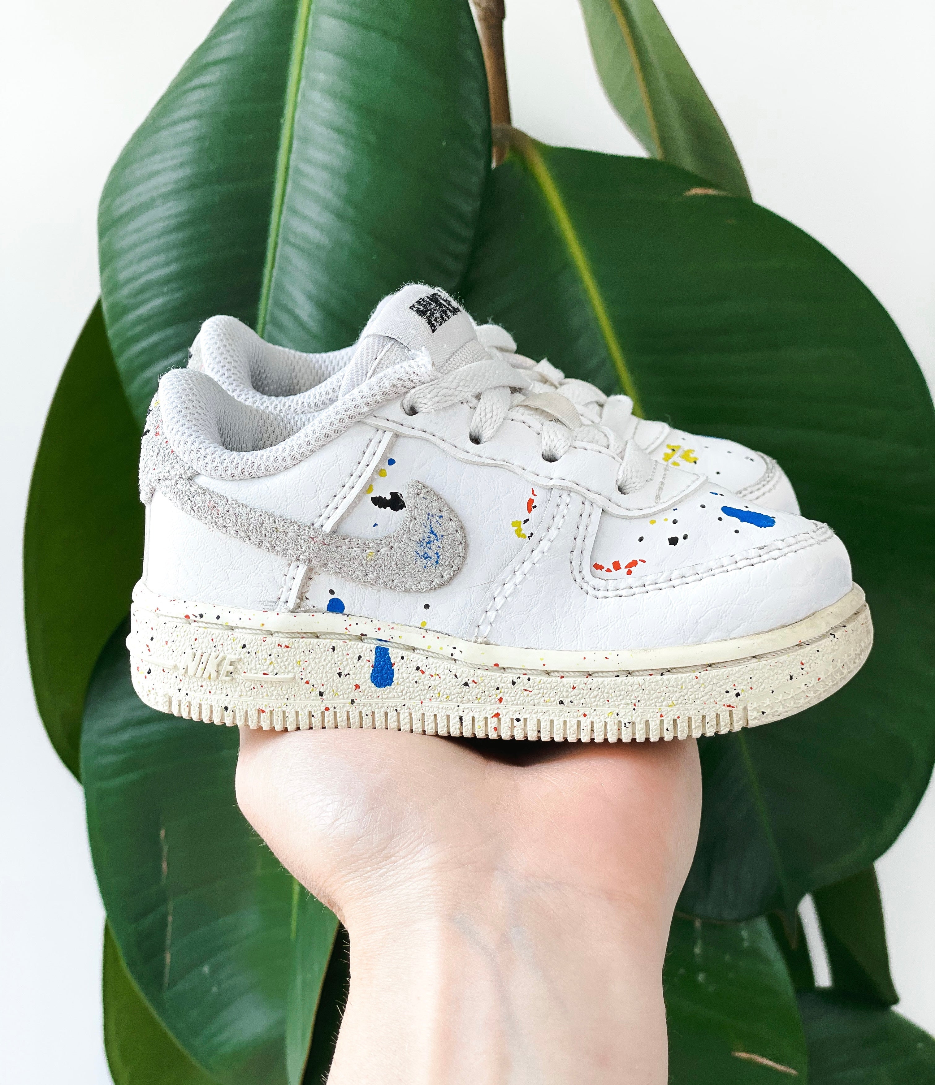 Nike Air Force 1 Paint Splatter Trainers - UK Infant Size 5.5