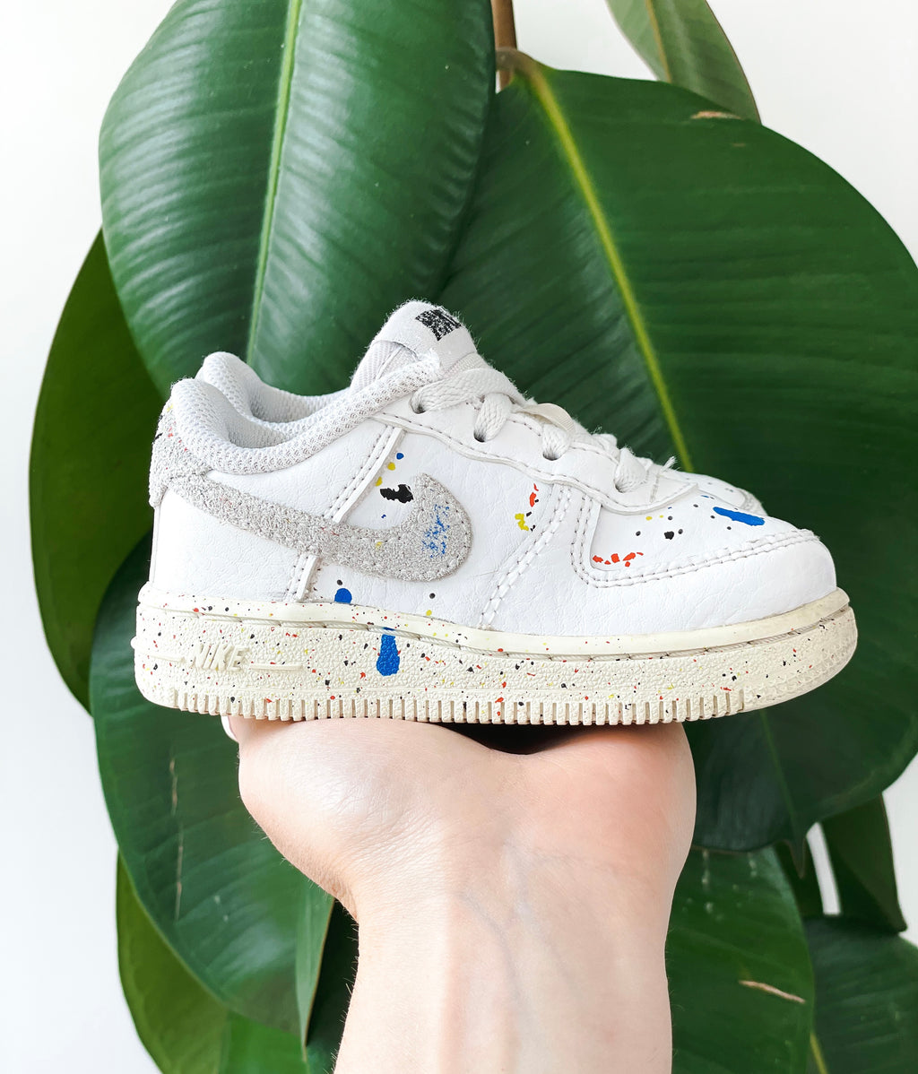 Nike Air Force 1 Paint Splatter Trainers - UK Infant Size 5.5