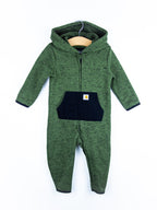 Carhartt`Forest Green Marl Knit Snowsuit - Age 3-6 months