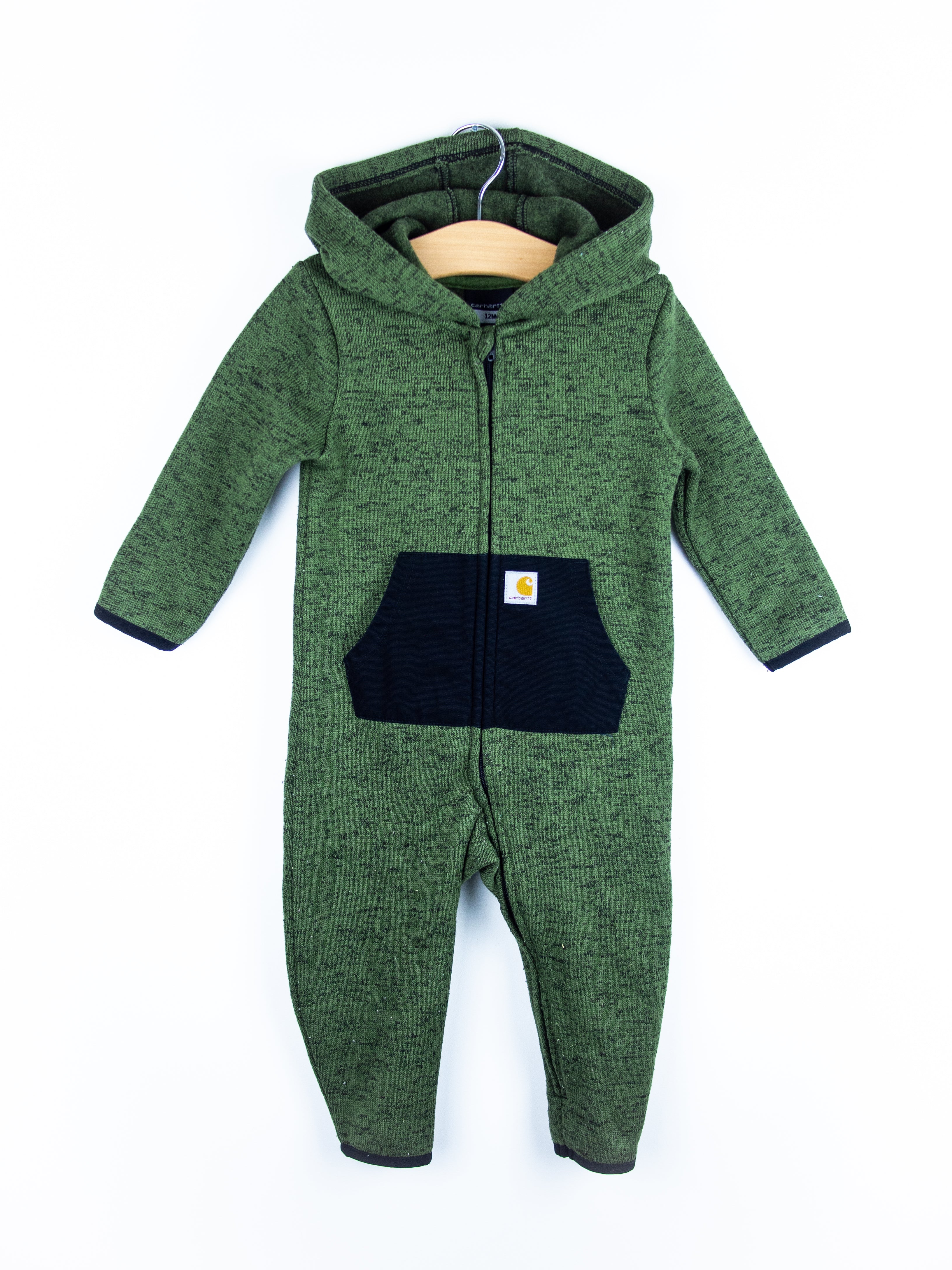 Carhartt`Forest Green Marl Knit Snowsuit - Age 3-6 months