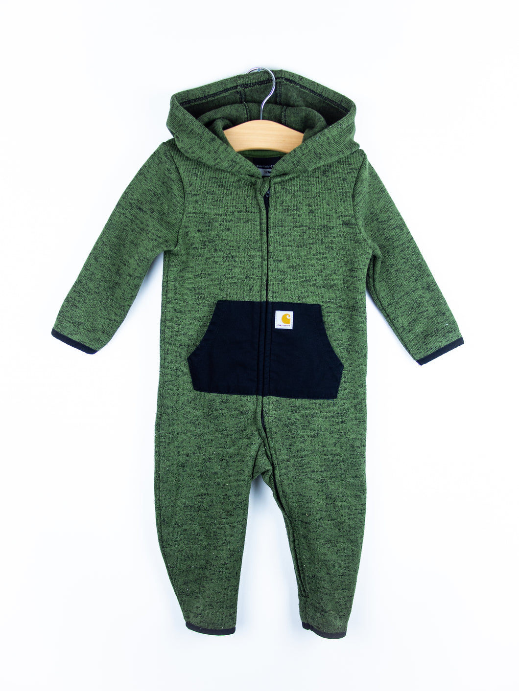 Carhartt`Forest Green Marl Knit Snowsuit - Age 6-9 months