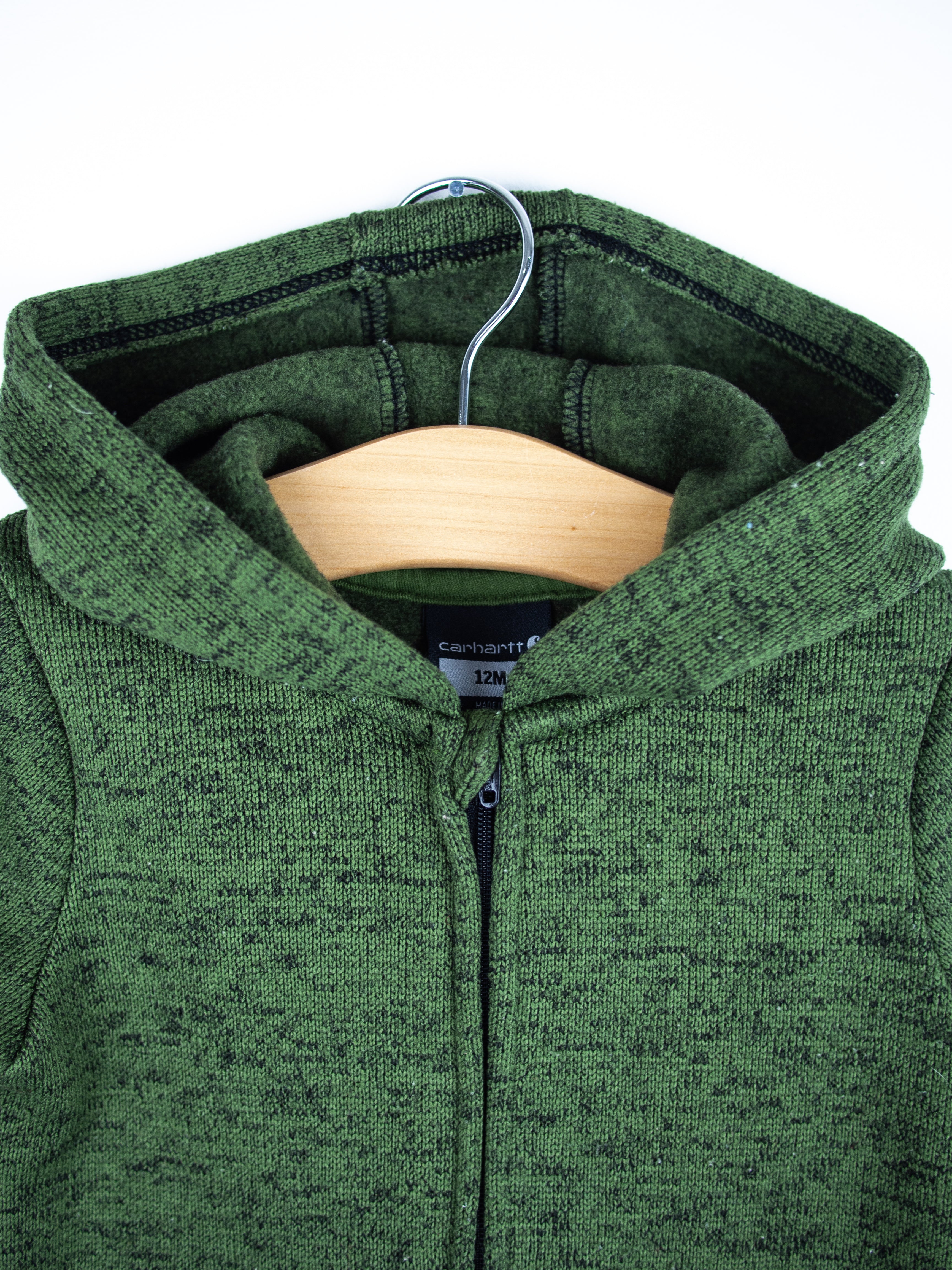 Carhartt`Forest Green Marl Knit Snowsuit - Age 3-6 months