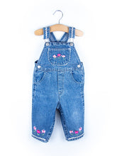 Load image into Gallery viewer, Vintage Denim Flower Detail Dungarees - Age 9 months
