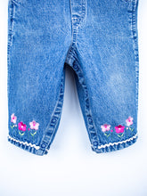 Load image into Gallery viewer, Vintage Denim Flower Detail Dungarees - Age 9 months
