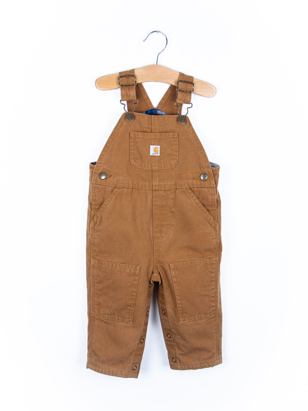 Carhartt Brown Canvas Dungarees with Check Lining - Age 12 months