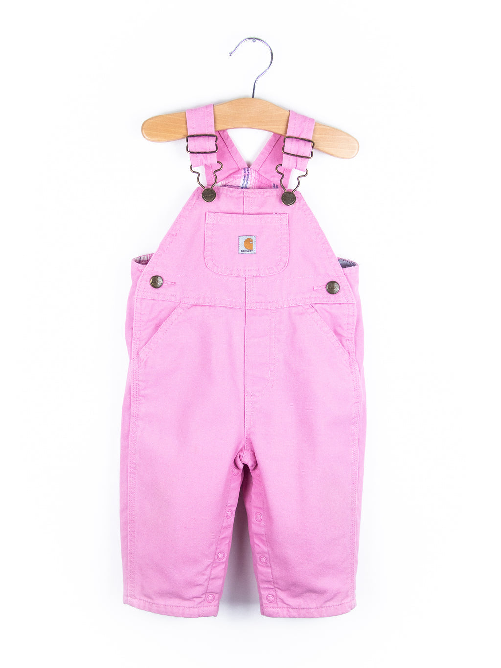 Carhartt Pink Canvas Dungarees with Check Lining - Age 12 months