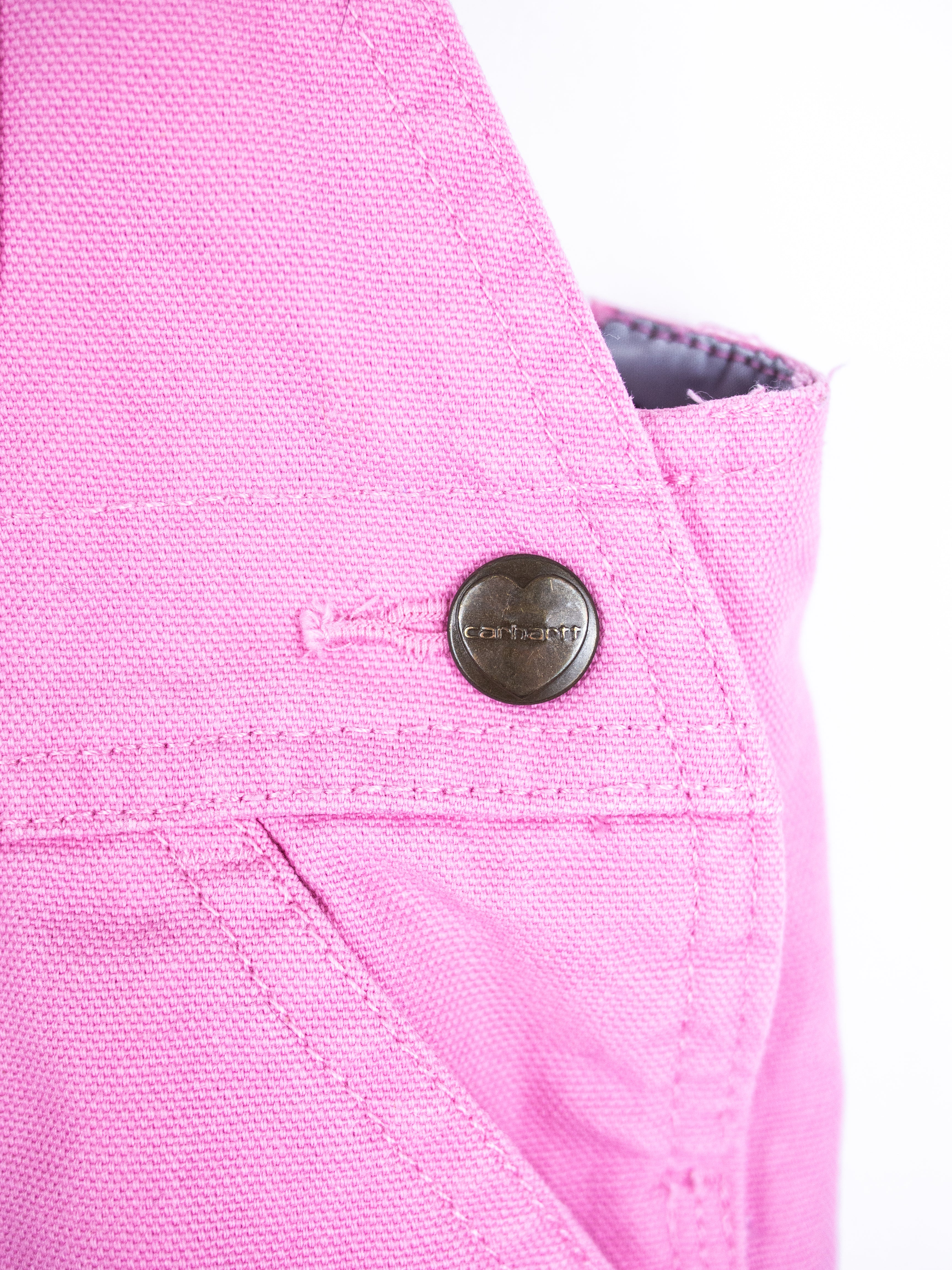 Carhartt Pink Canvas Dungarees with Check Lining - Age 12 months