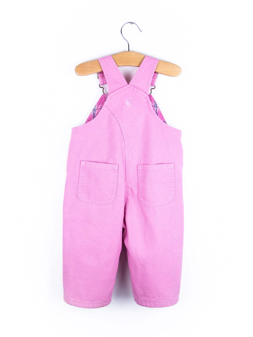 Carhartt Pink Canvas Dungarees with Check Lining - Age 12 months