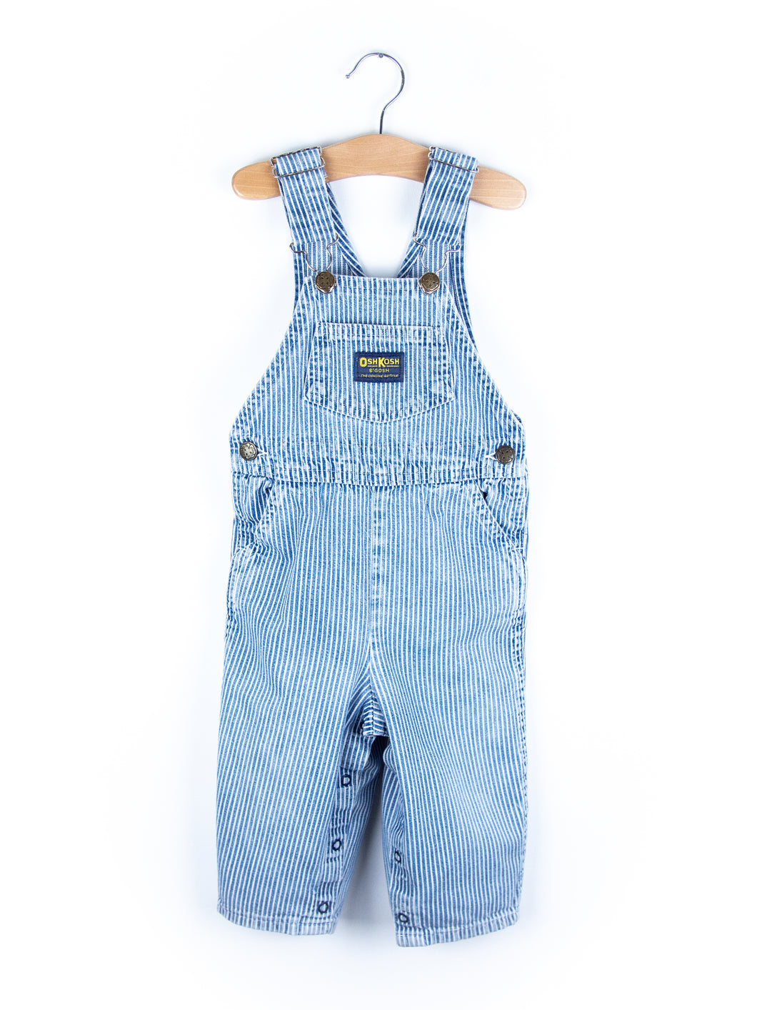 Osh Kosh Blue & White Hickory Stripe Dungarees - Age 18 months