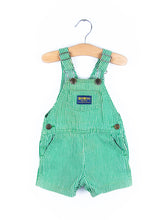 Load image into Gallery viewer, Osh Kosh Vintage Green Hickory Stripe Dungaree Shorties - Age 6-9 months
