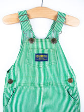 Load image into Gallery viewer, Osh Kosh Vintage Green Hickory Stripe Dungaree Shorties - Age 6-9 months
