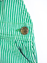 Load image into Gallery viewer, Osh Kosh Vintage Green Hickory Stripe Dungaree Shorties - Age 6-9 months
