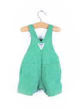Load image into Gallery viewer, Osh Kosh Vintage Green Hickory Stripe Dungaree Shorties - Age 6-9 months
