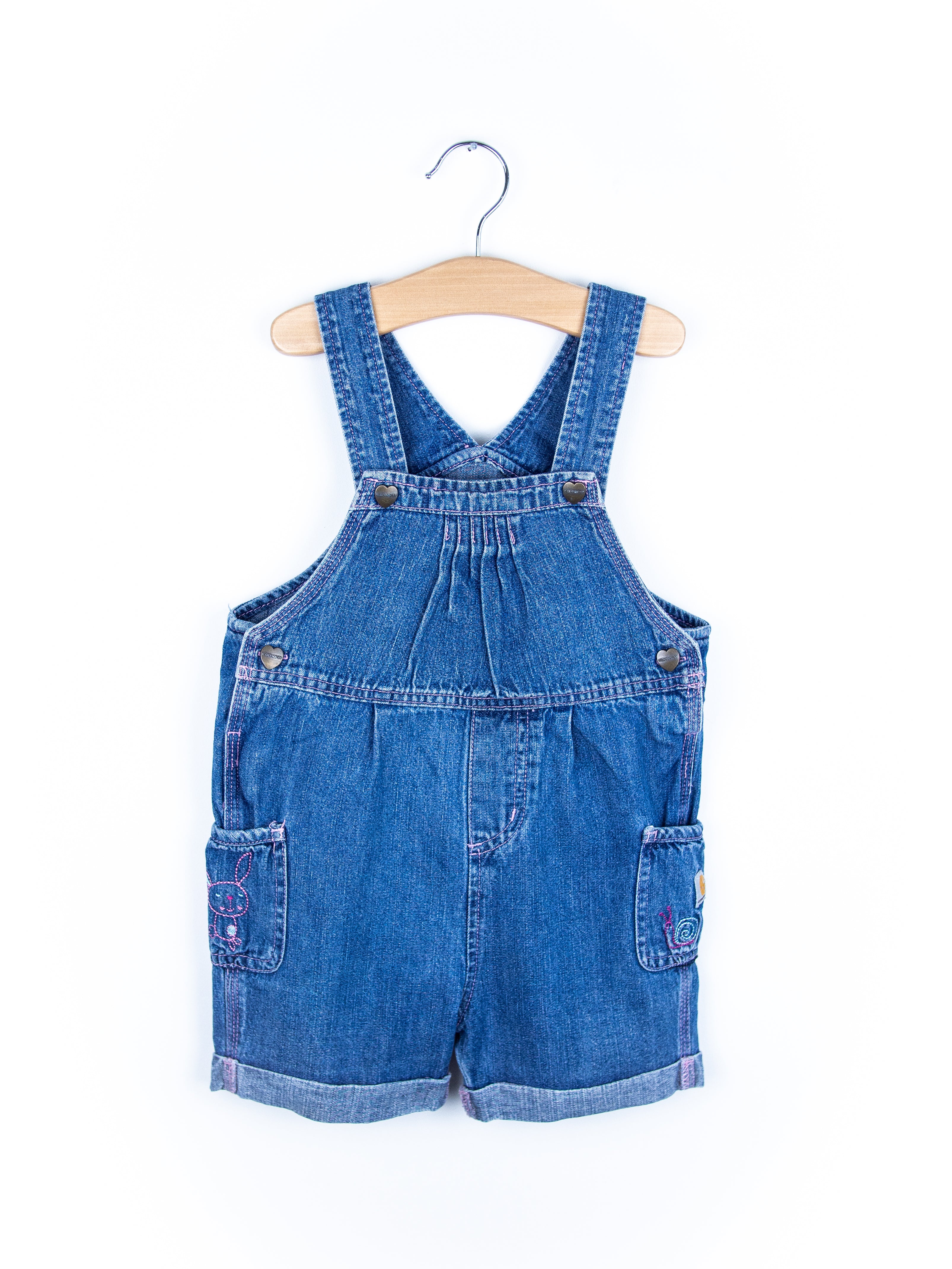Carhartt Denim Embroidered Dungaree Shorties - Age 3-4 years