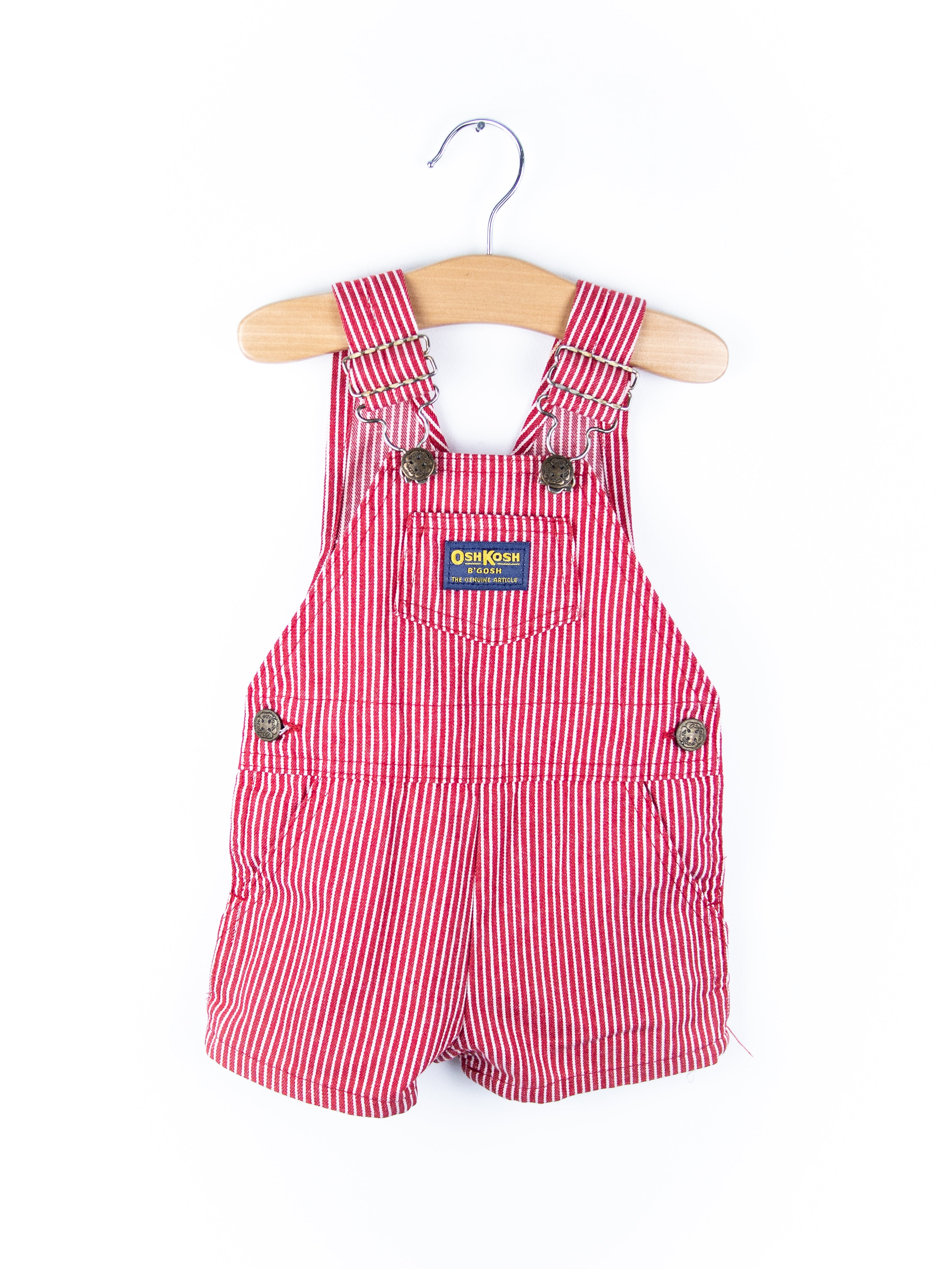 Osh Kosh Vintage Red Hickory Stripe Dungaree Shorties - Age 3 years