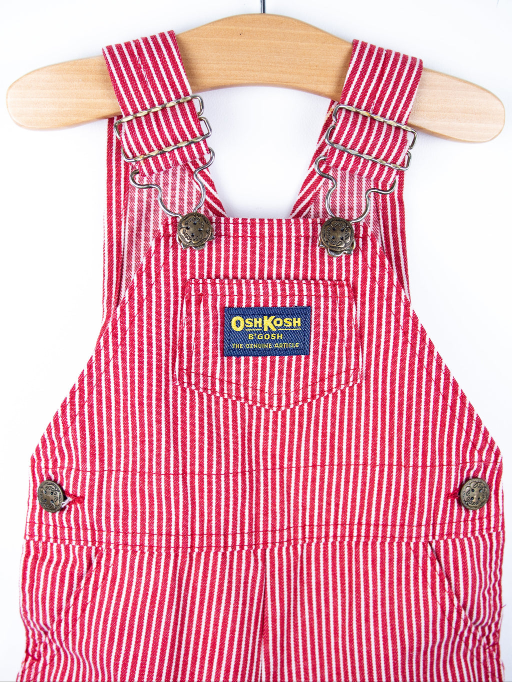 Osh Kosh Vintage Red Hickory Stripe Dungaree Shorties - Age 3 years