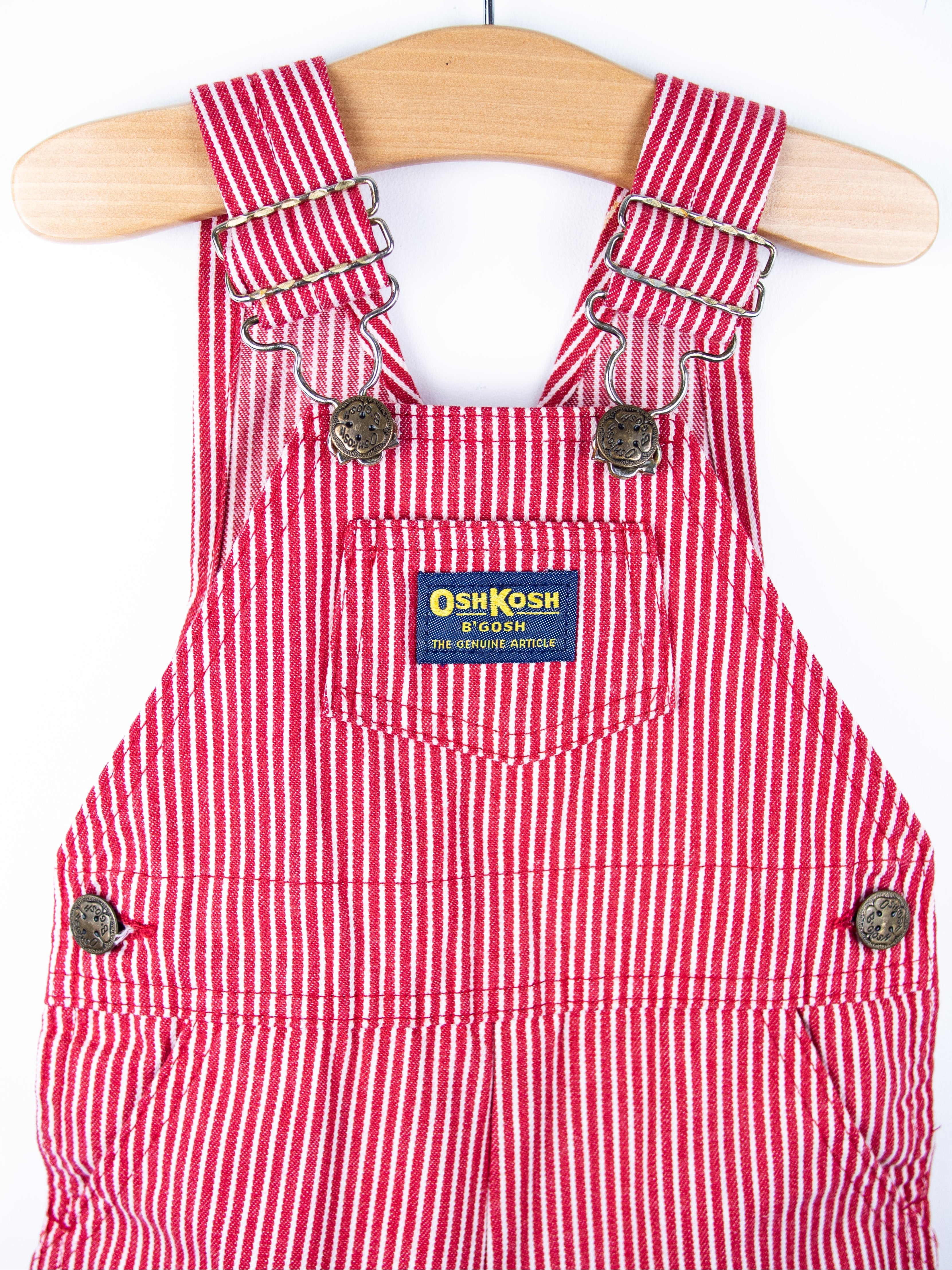 Osh Kosh Vintage Red Hickory Stripe Dungaree Shorties - Age 3 years