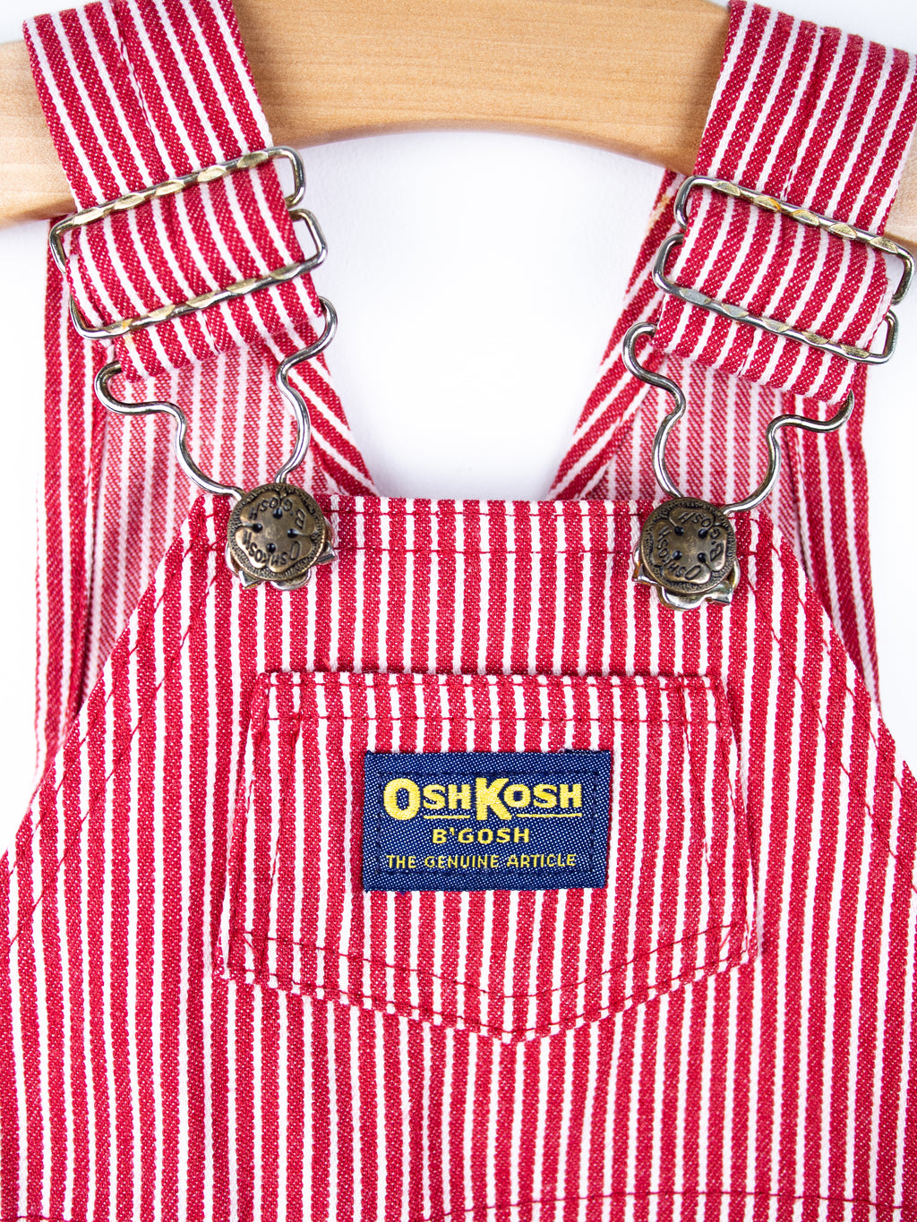 Osh Kosh Vintage Red Hickory Stripe Dungaree Shorties - Age 3 years