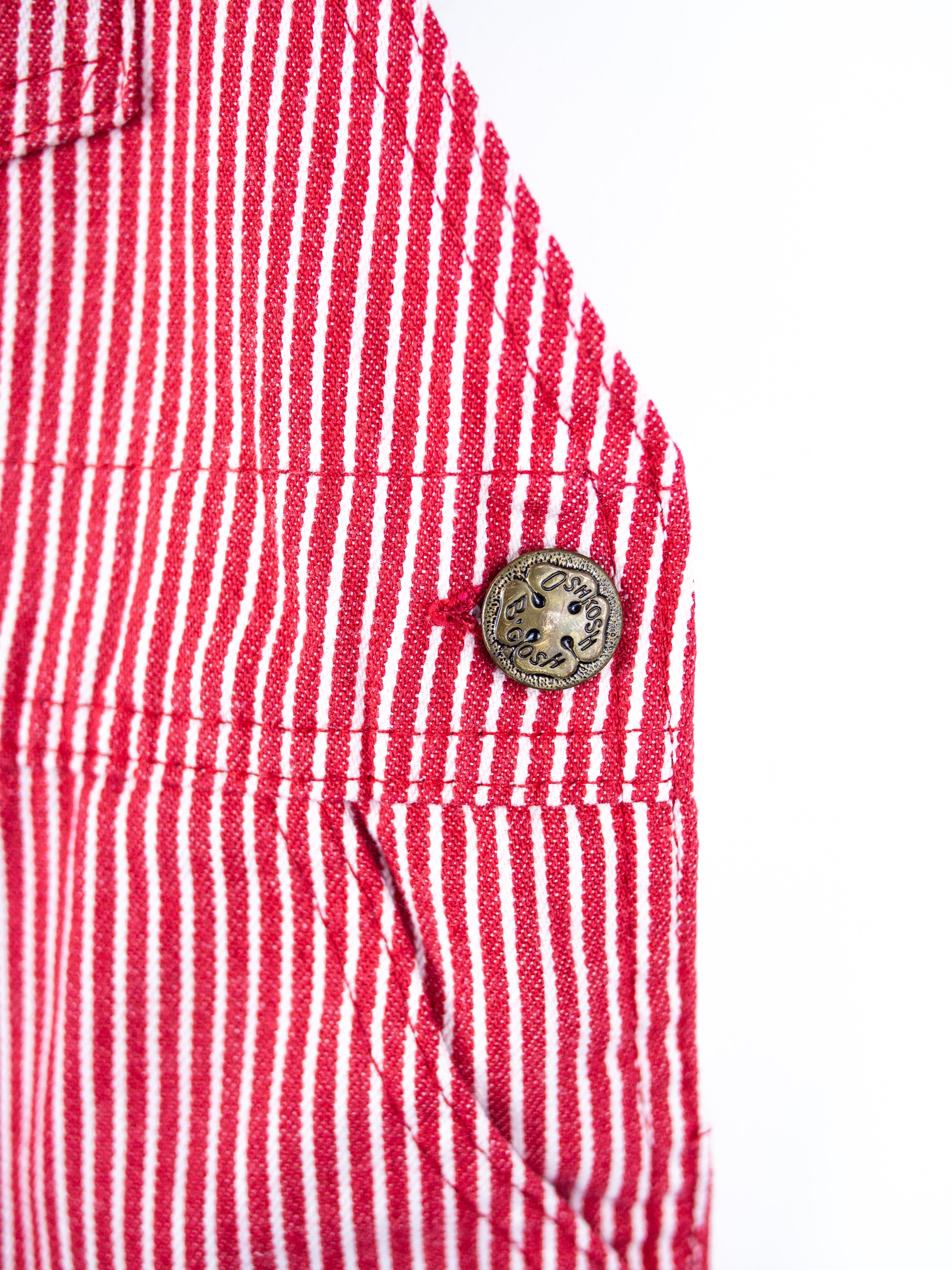 Osh Kosh Vintage Red Hickory Stripe Dungaree Shorties - Age 3 years