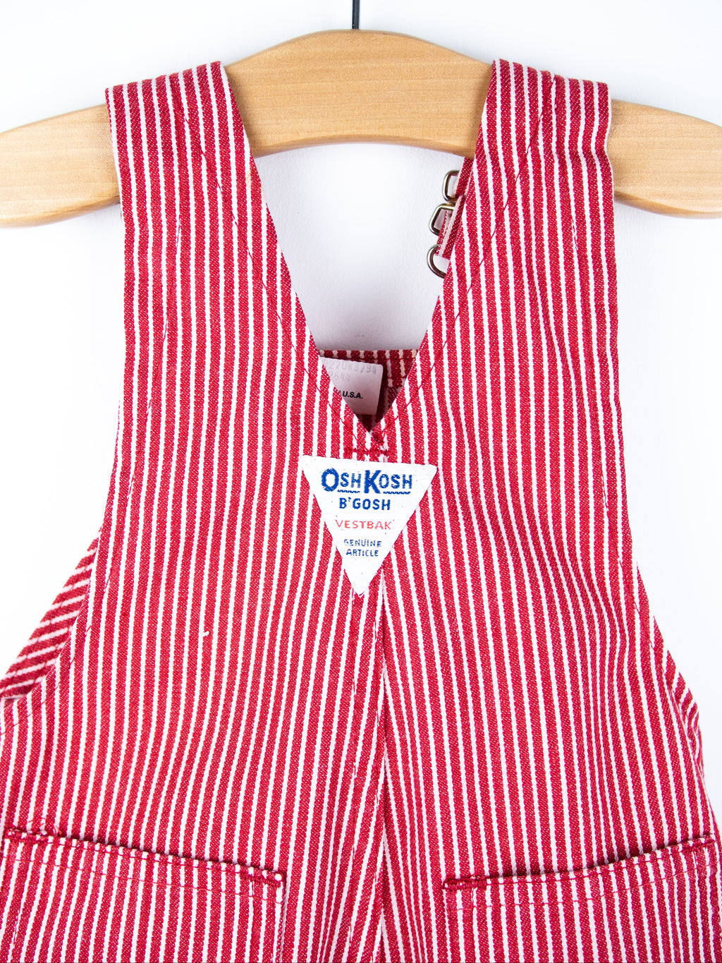 Osh Kosh Vintage Red Hickory Stripe Dungaree Shorties - Age 3 years