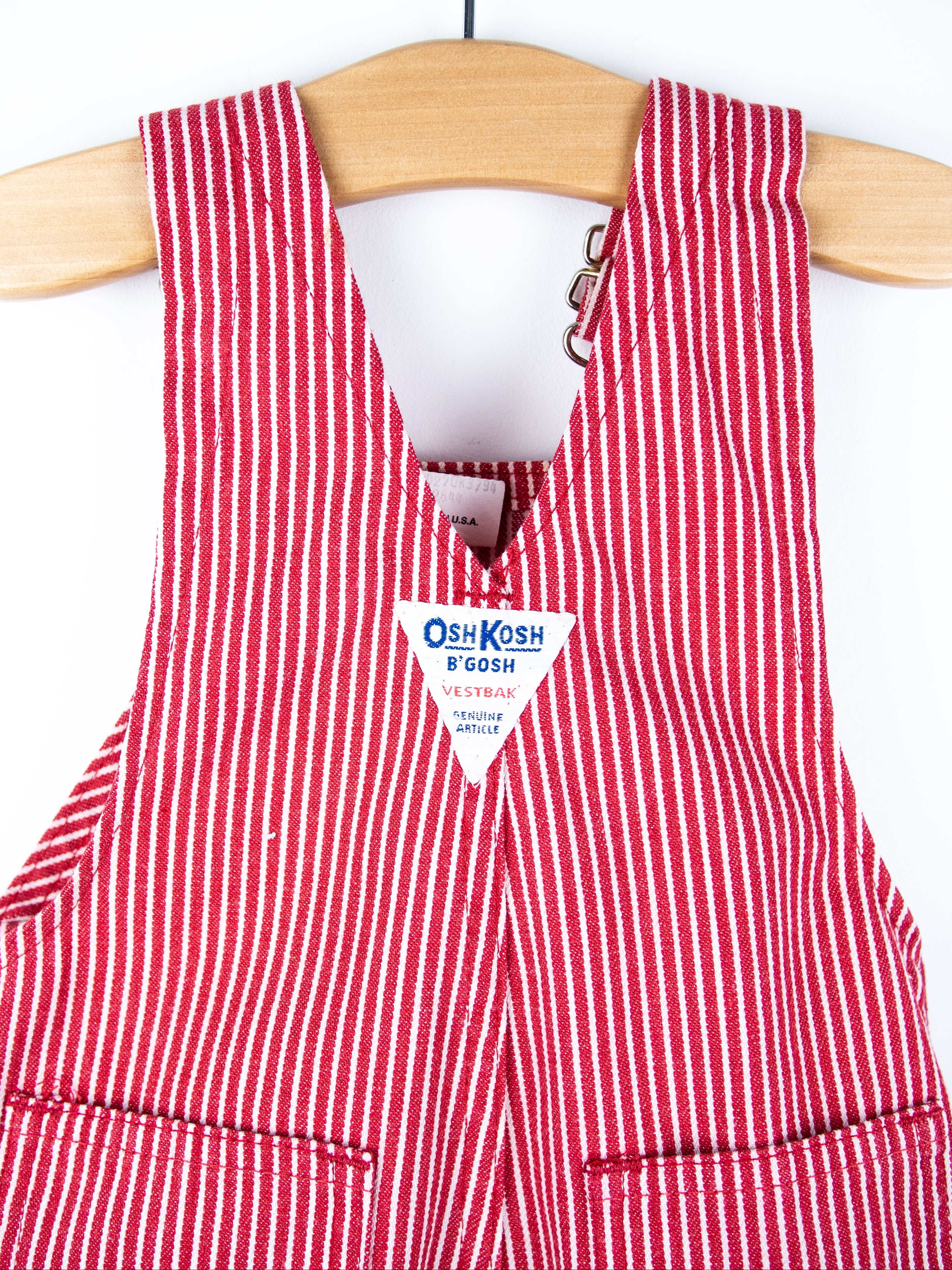 Osh Kosh Vintage Red Hickory Stripe Dungaree Shorties - Age 3 years