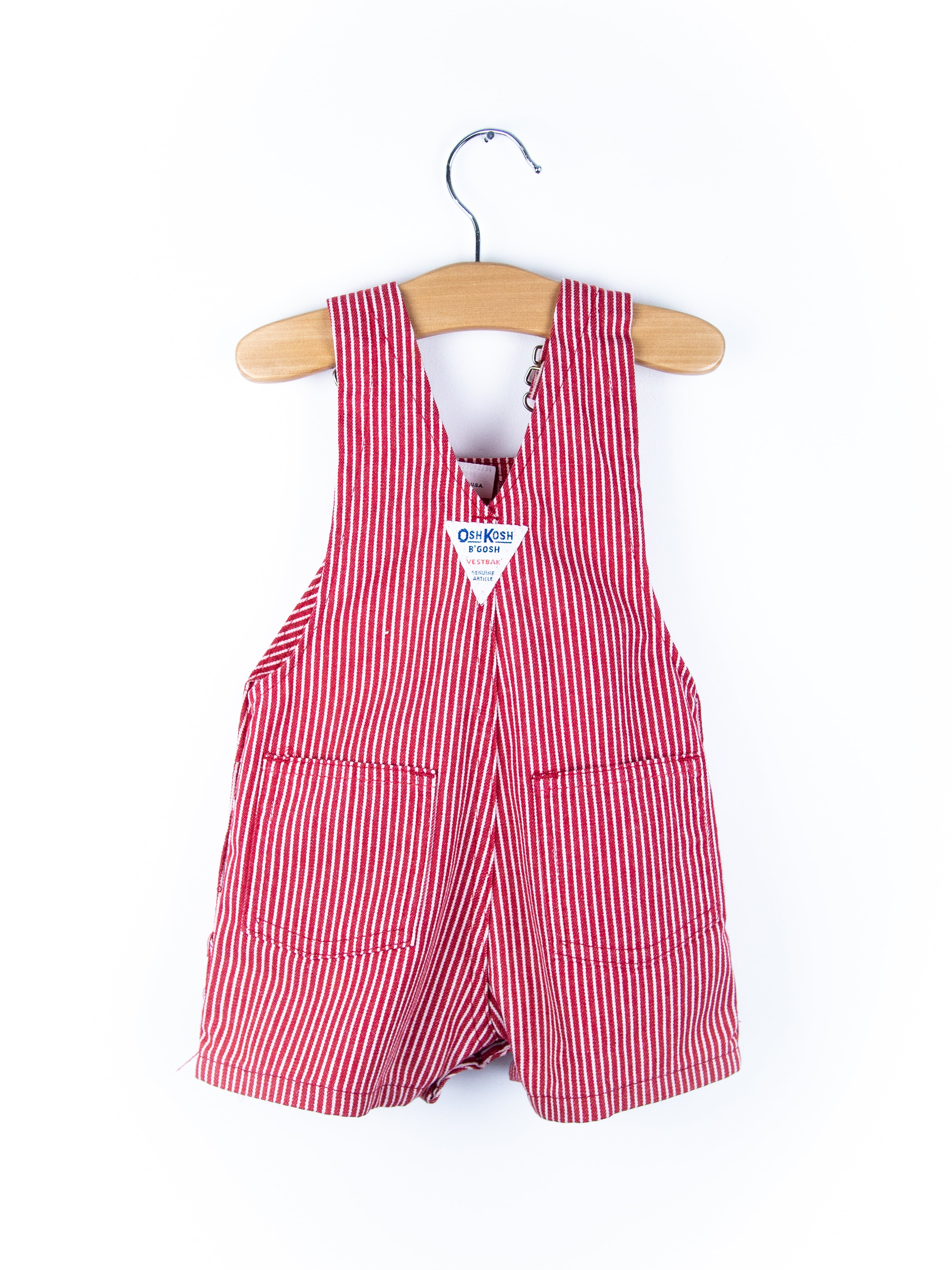 Osh Kosh Vintage Red Hickory Stripe Dungaree Shorties - Age 3 years