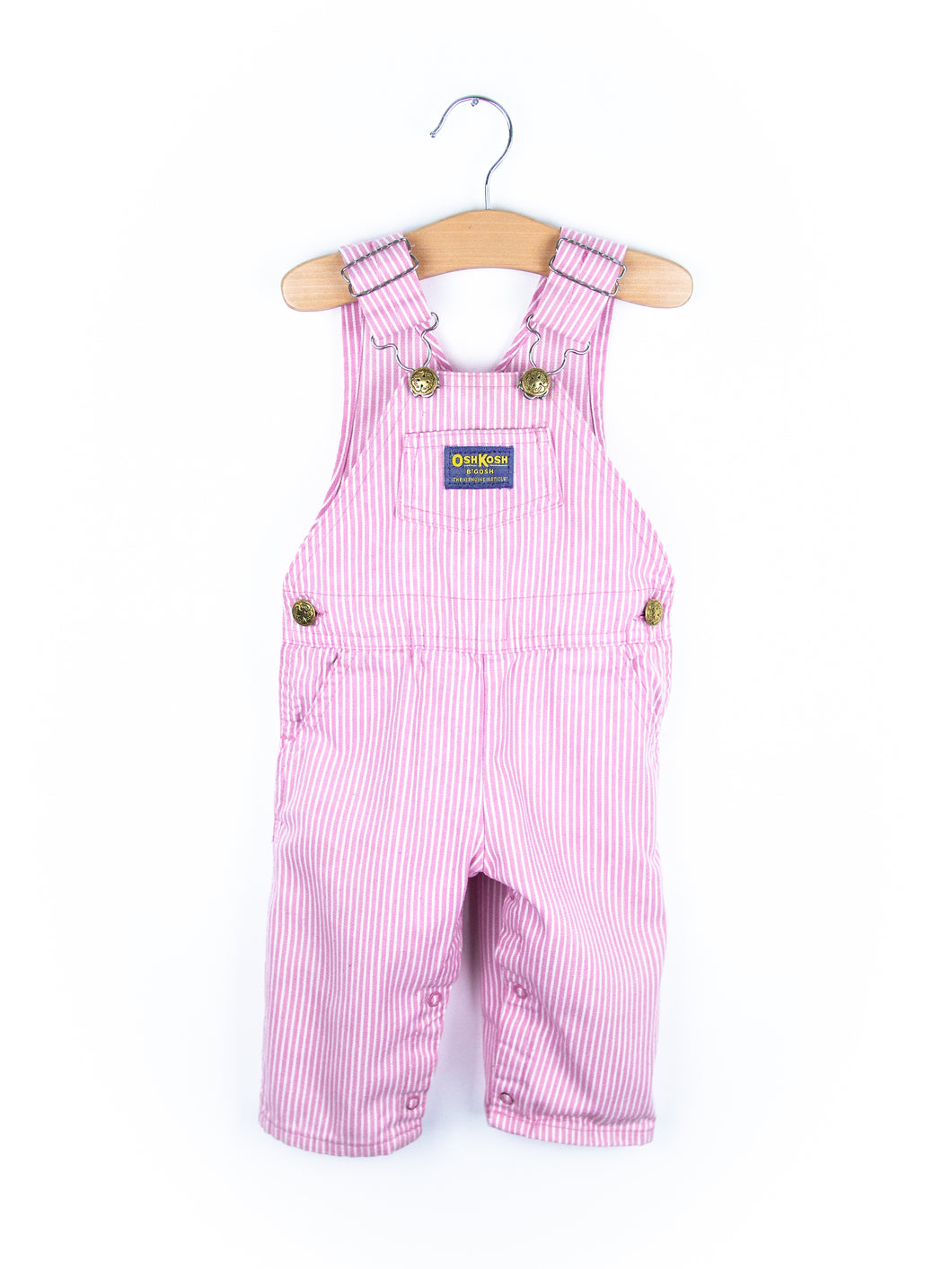 Osh Kosh Vintage Pink & White Hickory Stripe Dungarees - Age 9 months - READ DESCRIPTION