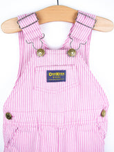 Load image into Gallery viewer, Osh Kosh Vintage Pink &amp; White Hickory Stripe Dungarees - Age 9 months - READ DESCRIPTION
