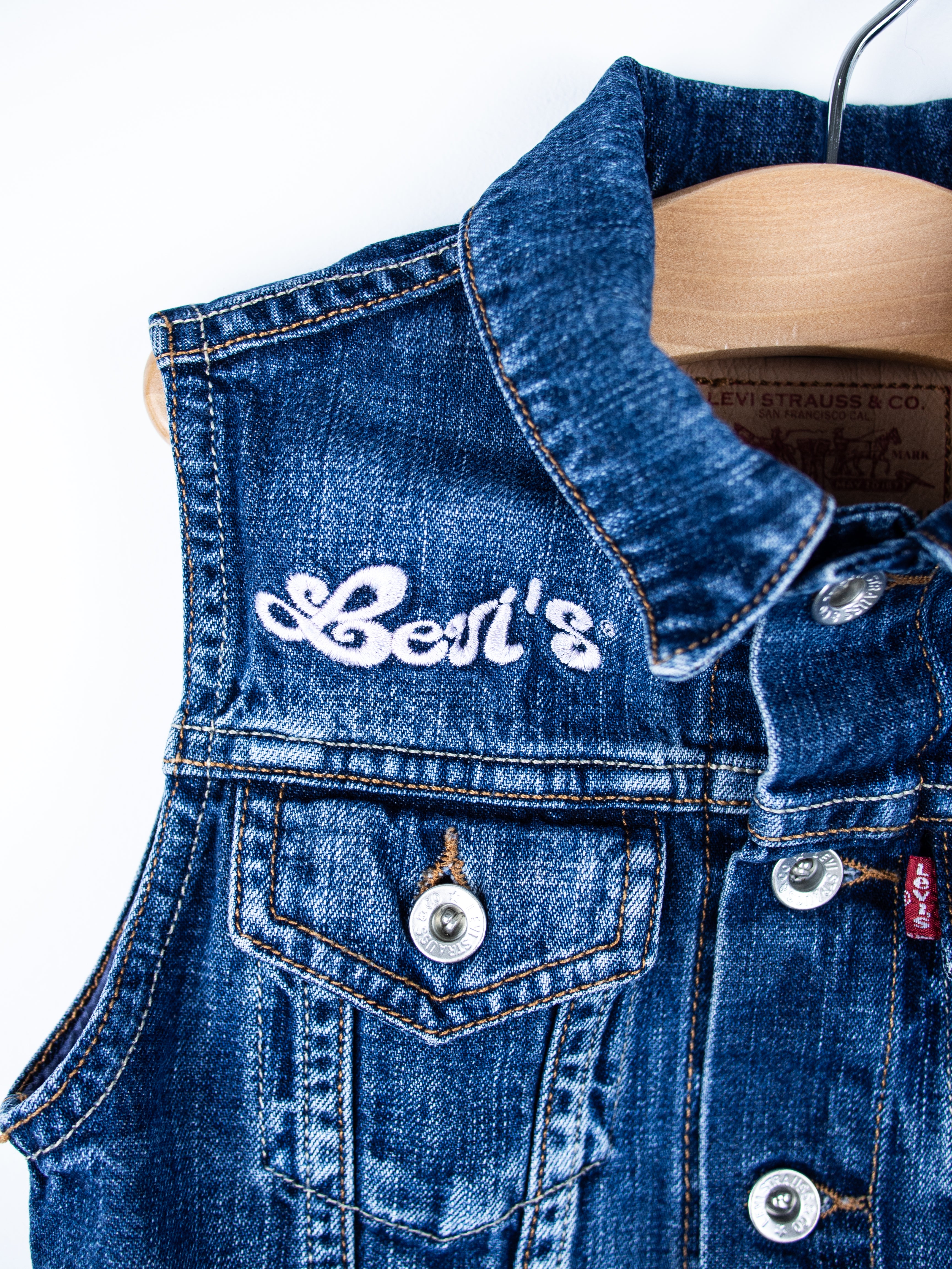 Levi's Vintage Denim Sleeveless Floral Jacket - Age 18-24 months