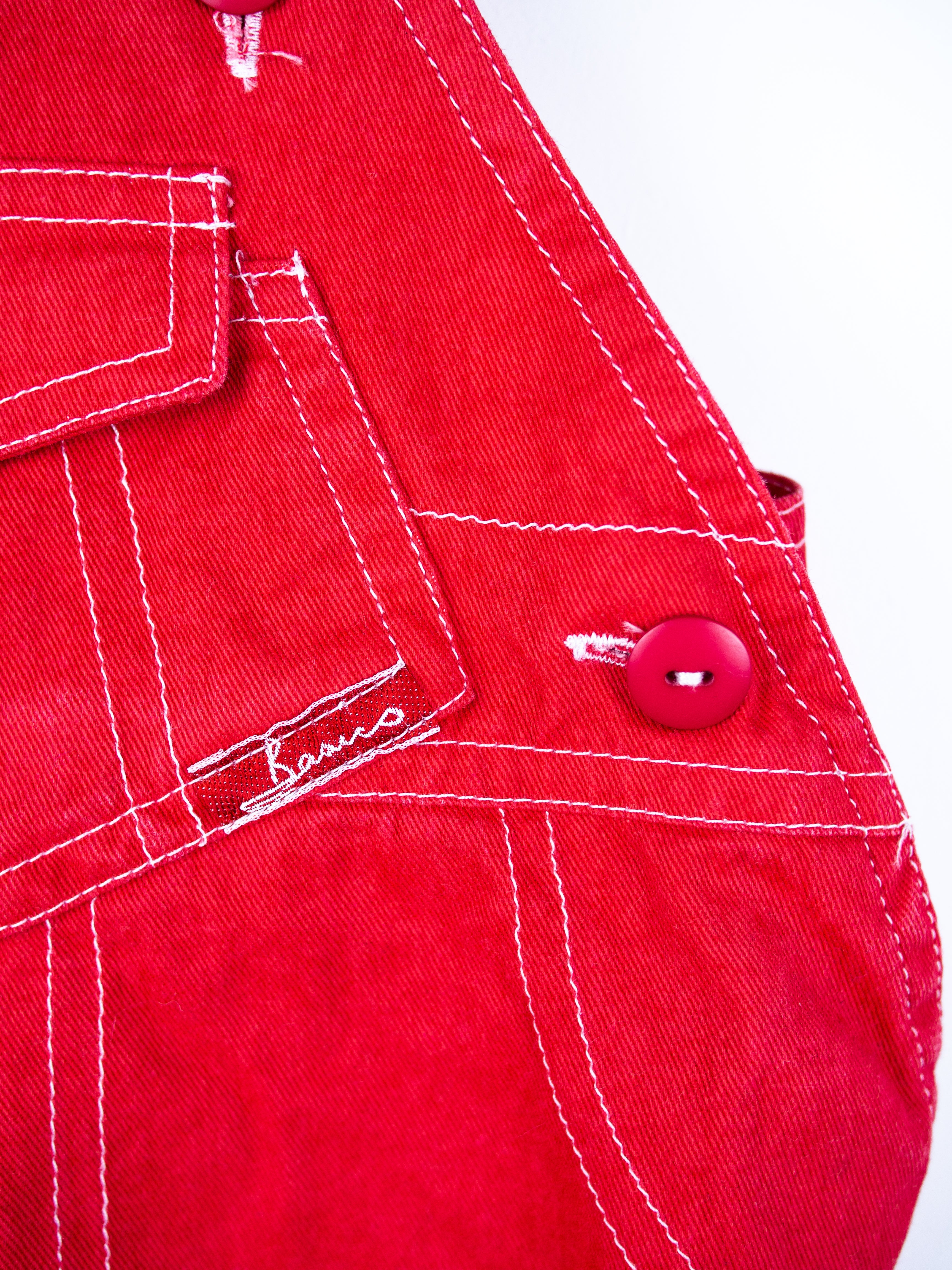 Vintage Adams Red Dungaree Shorties - Age 6-9 months