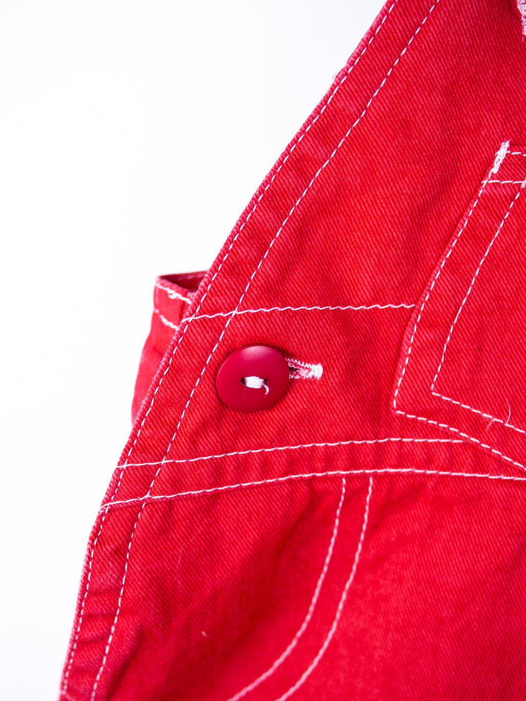 Vintage Adams Red Dungaree Shorties - Age 6-9 months