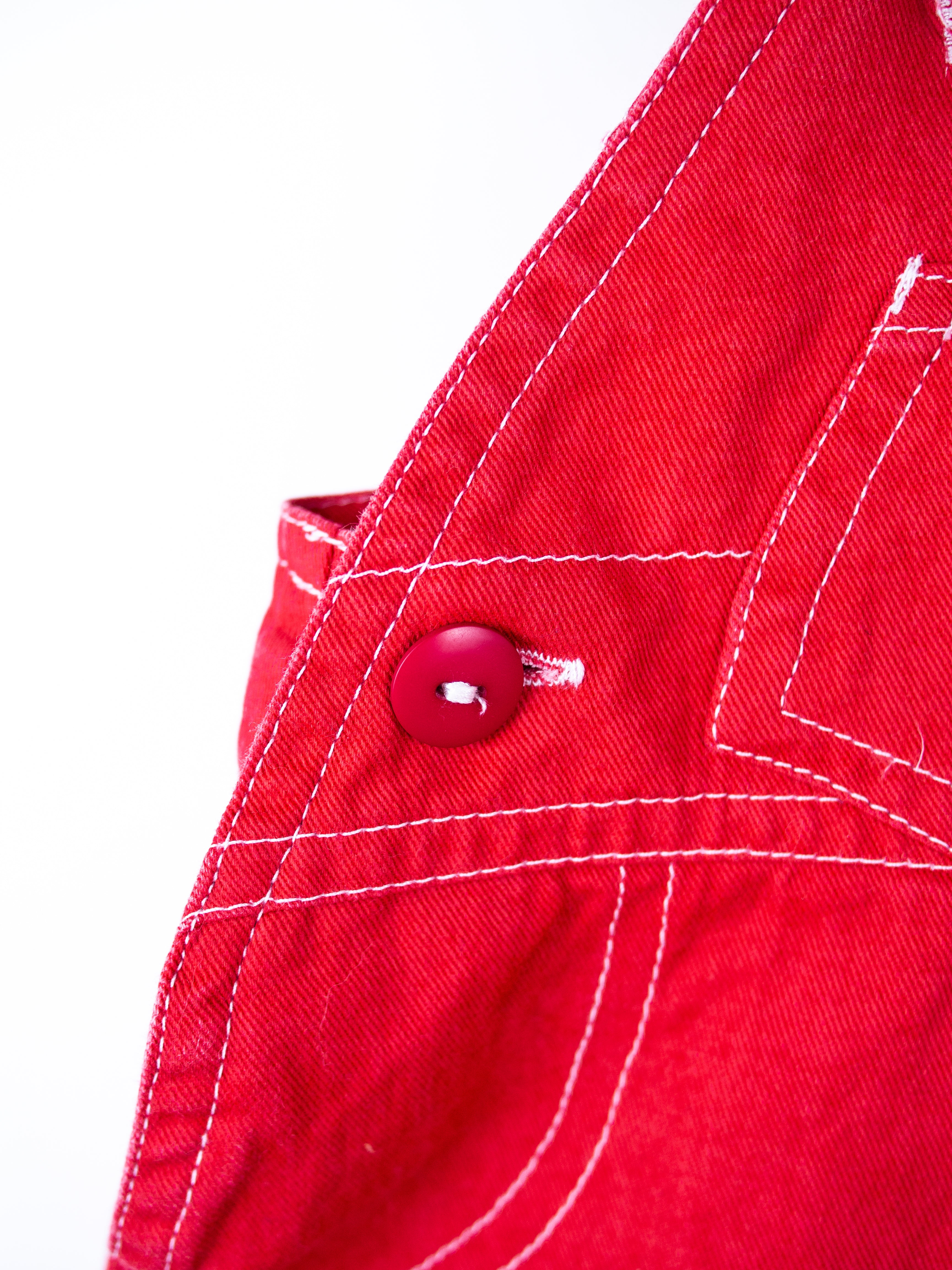 Vintage Adams Red Dungaree Shorties - Age 6-9 months