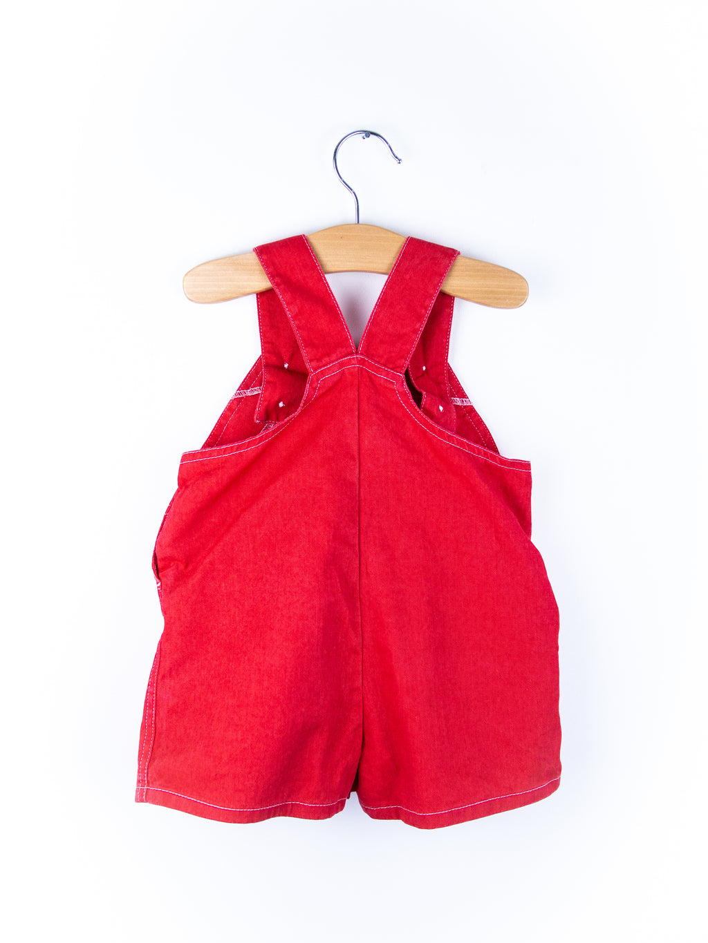 Vintage Adams Red Dungaree Shorties - Age 6-9 months