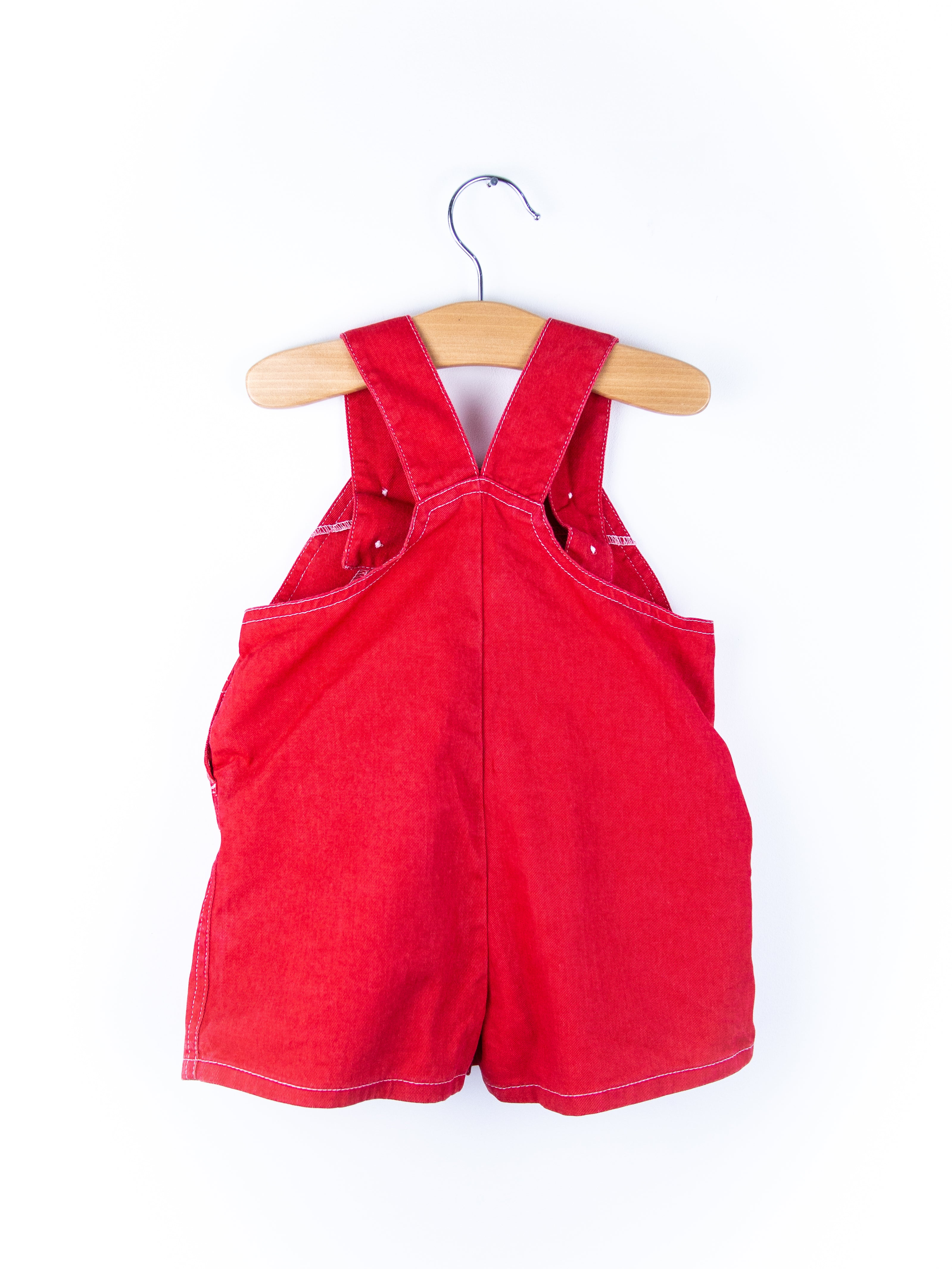 Vintage Adams Red Dungaree Shorties - Age 6-9 months