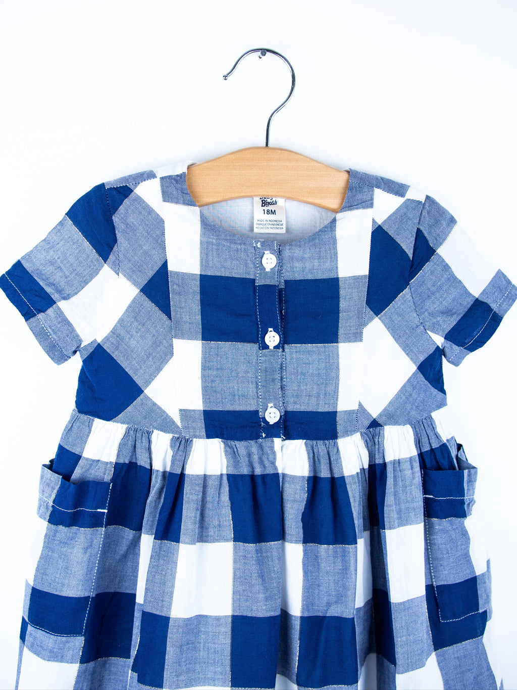 Osh Kosh Blue & White Check Dress - Age 18 months