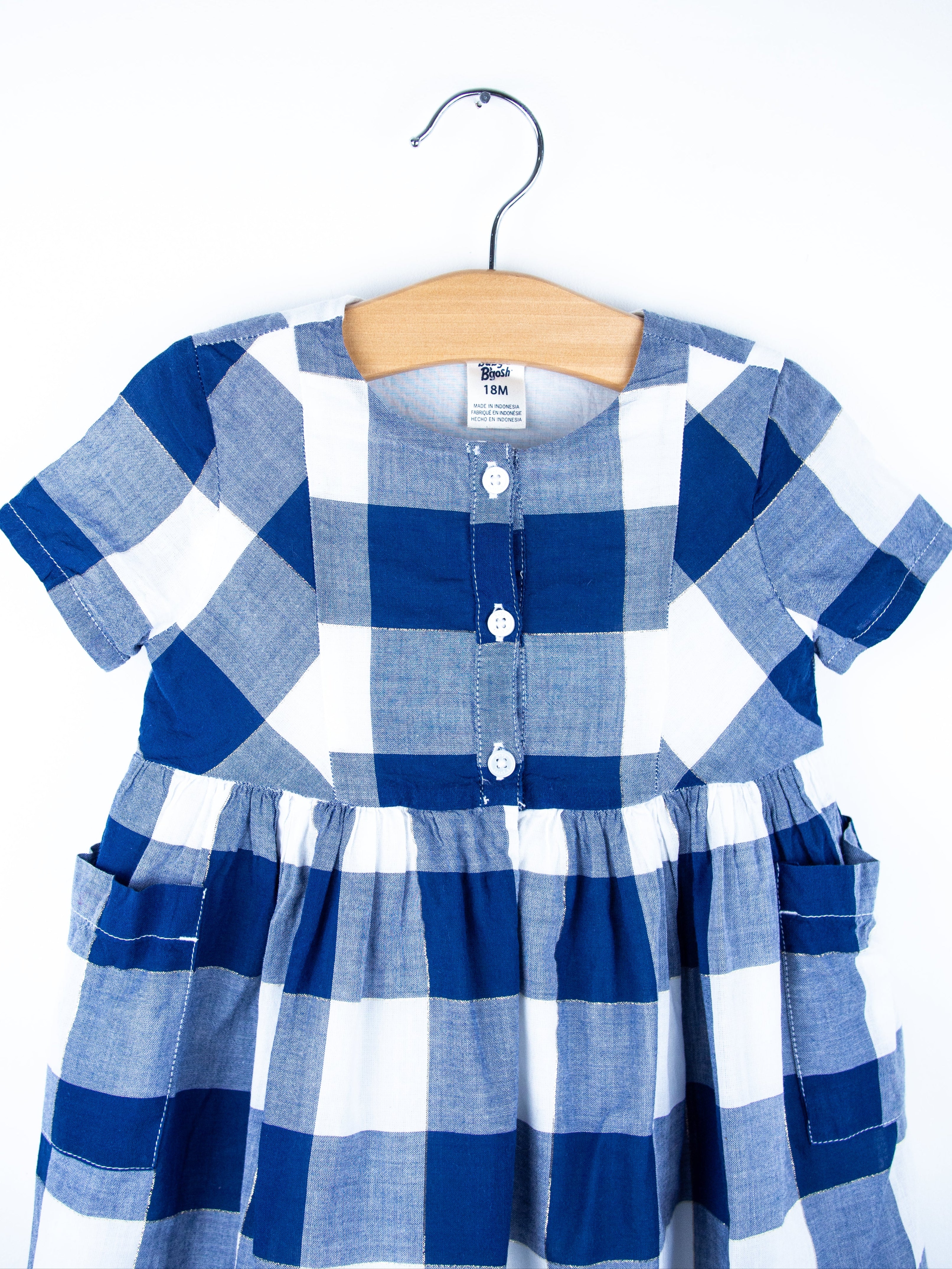 Osh Kosh Blue & White Check Dress - Age 18 months