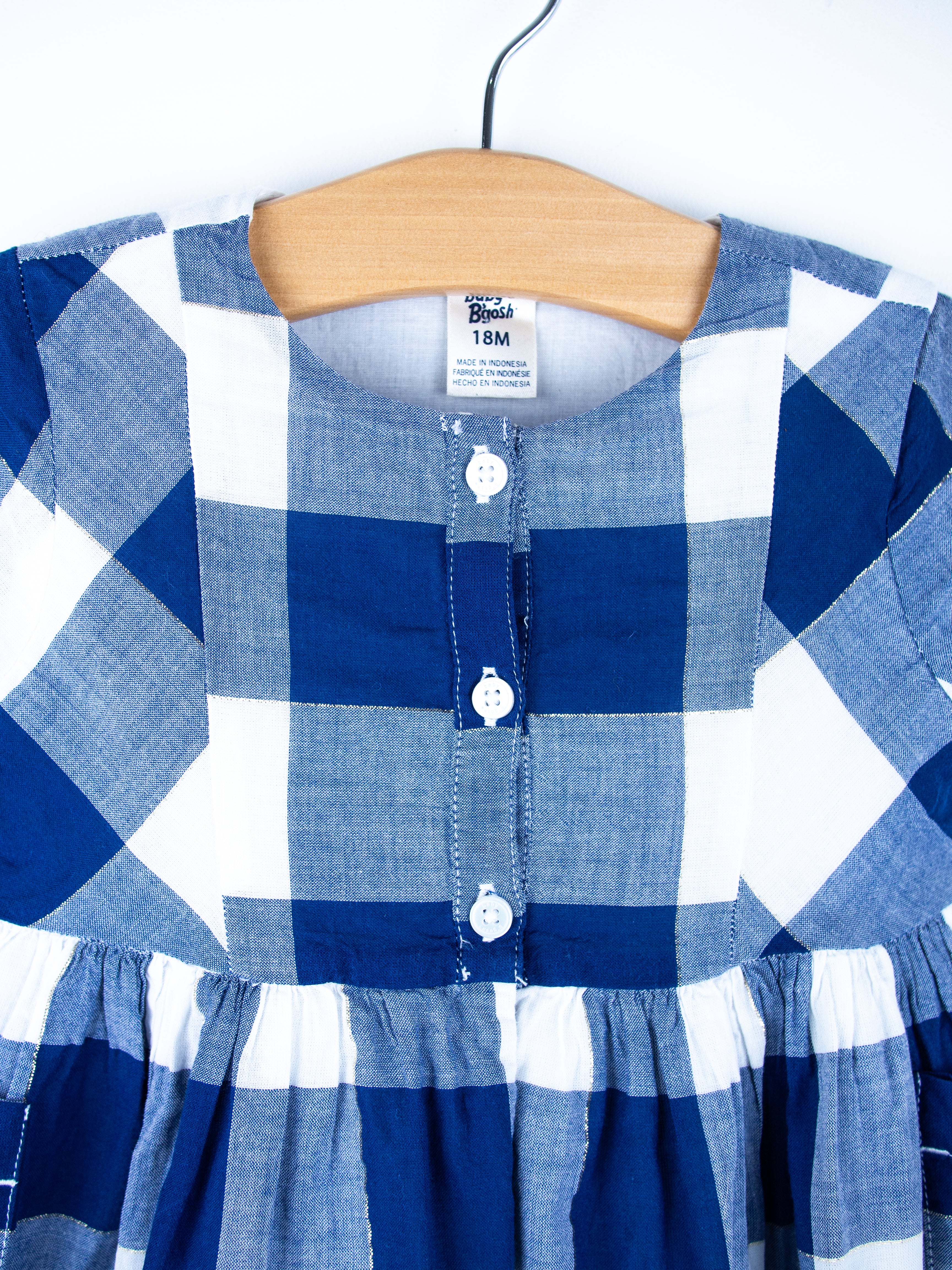 Osh Kosh Blue & White Check Dress - Age 18 months