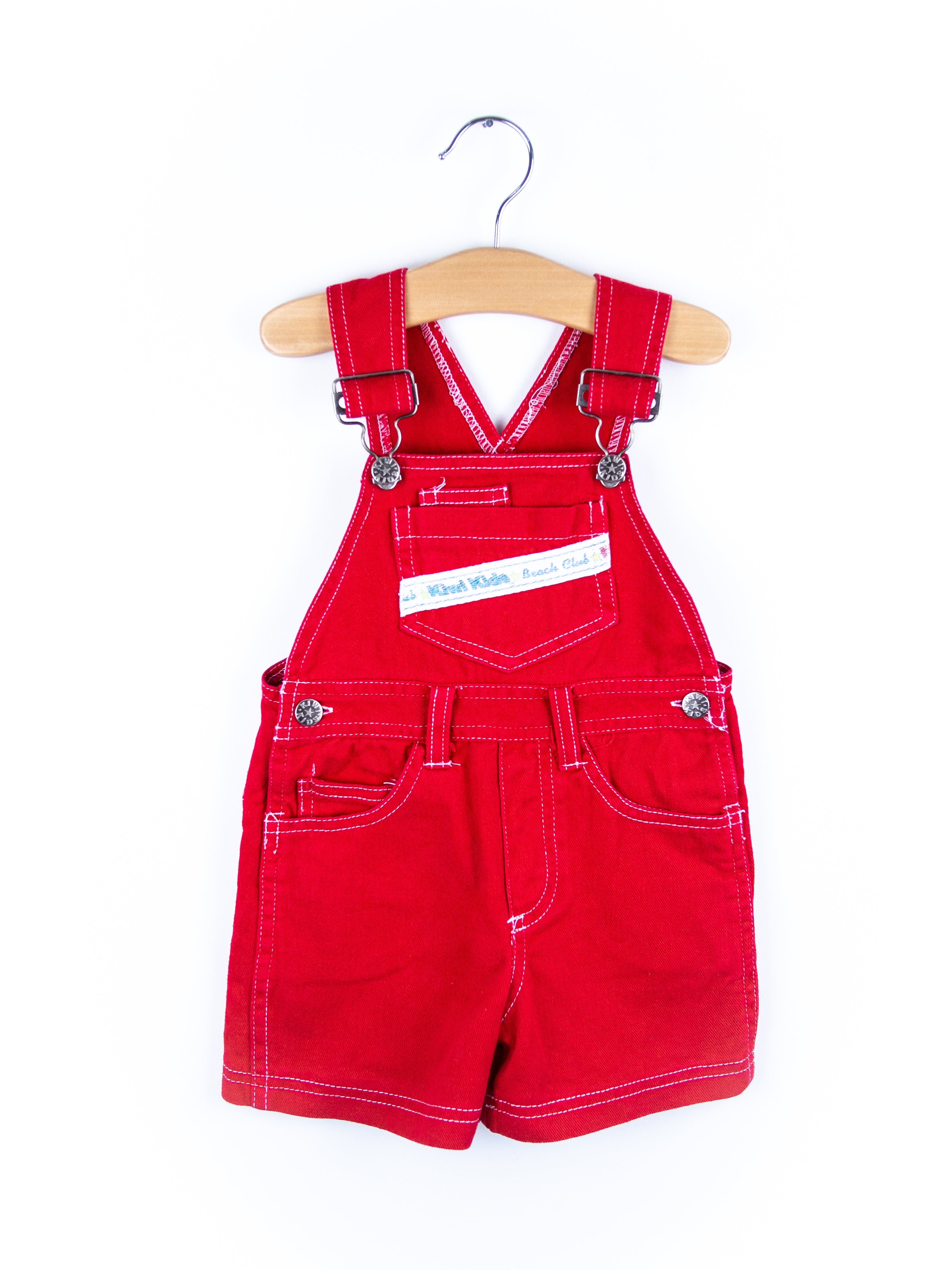 Vintage Red Kiwi Kids Dungaree Shorties - Age 12 months
