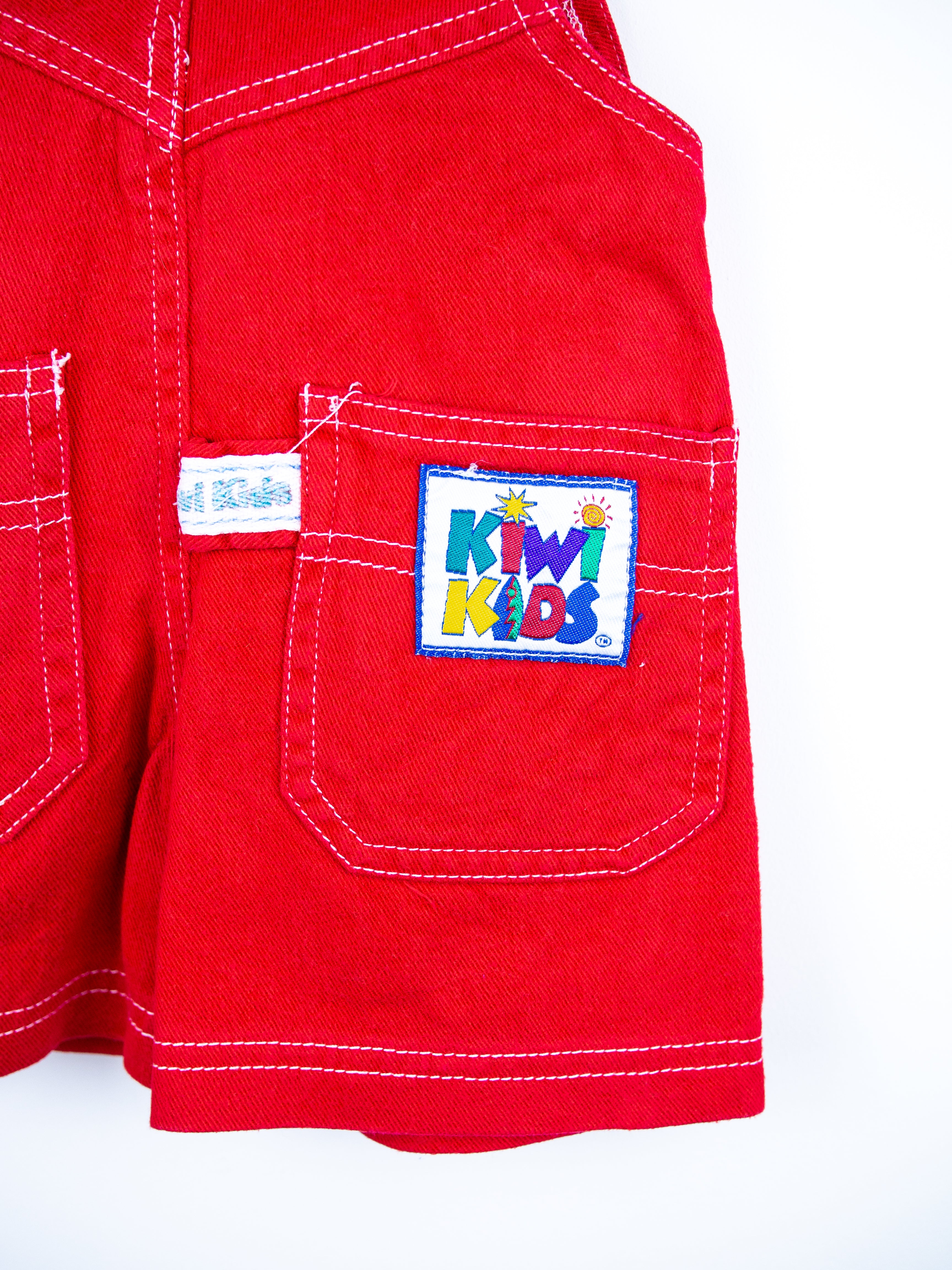 Vintage Red Kiwi Kids Dungaree Shorties - Age 12 months