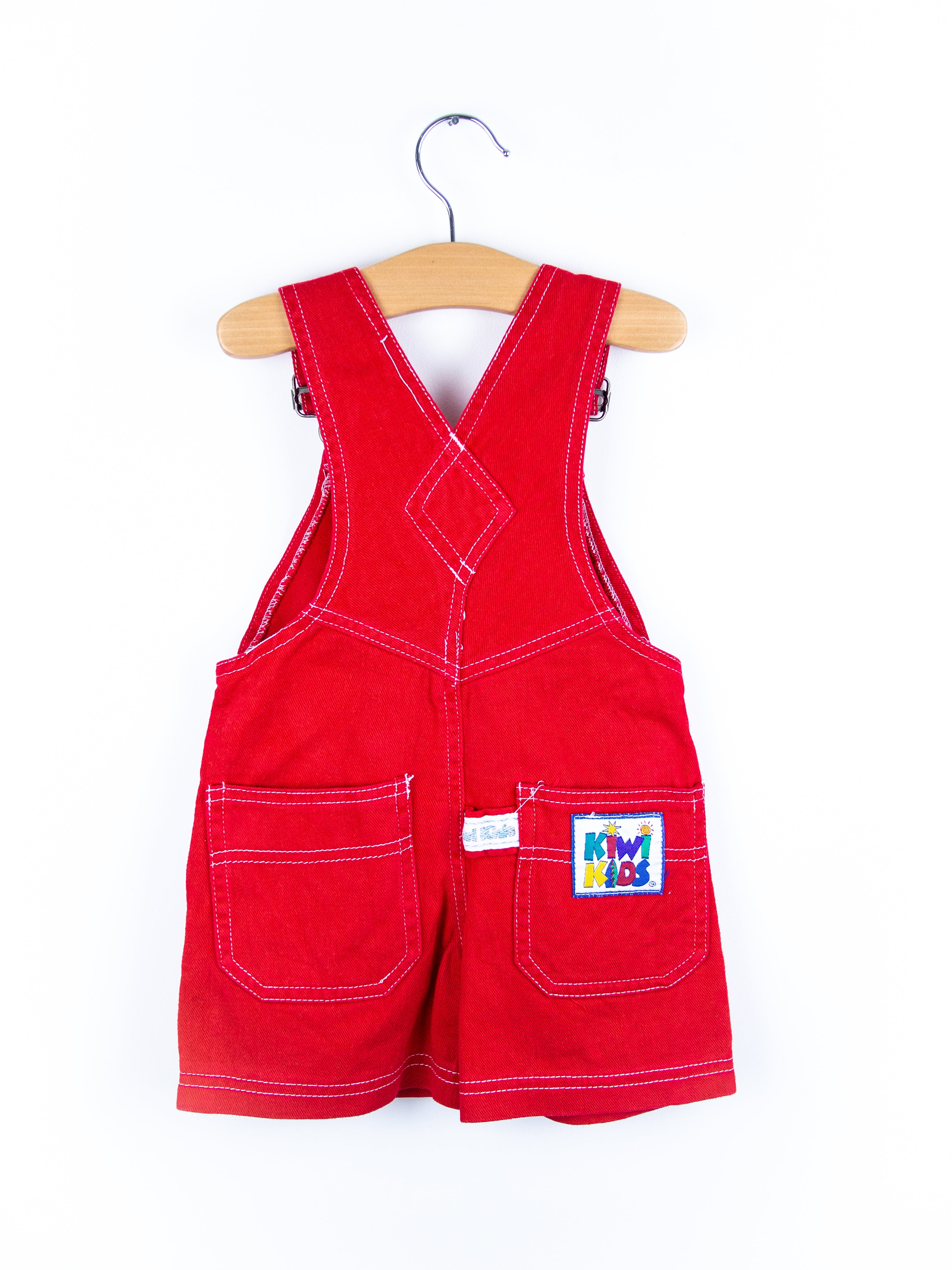 Vintage Red Kiwi Kids Dungaree Shorties - Age 12 months