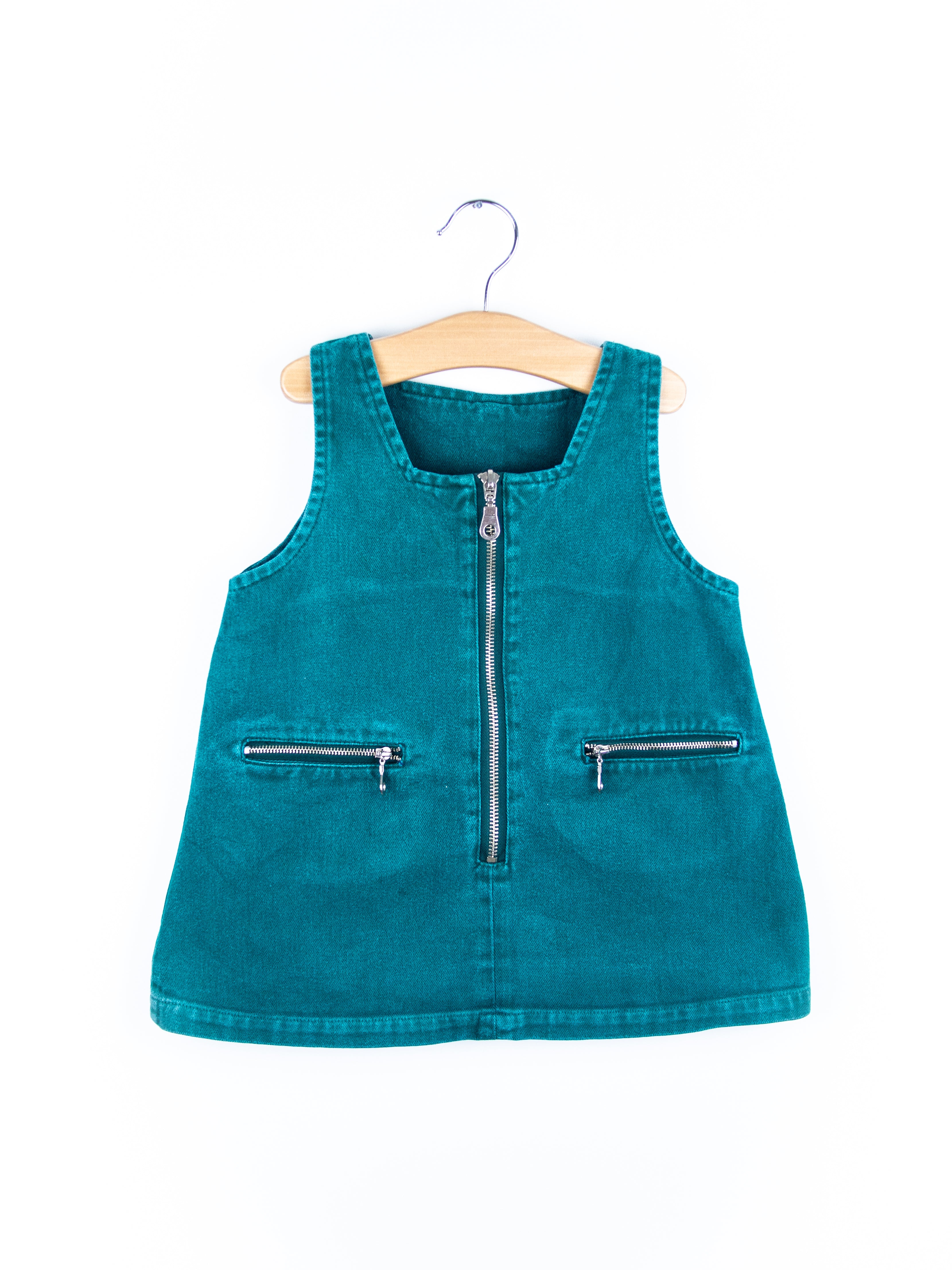 Vintage Teal Denim Dress - Age 2-3 years