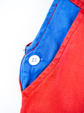 Load image into Gallery viewer, Vintage Red &amp; Blue Colour Block Dungaree Shorties - Age 9 months
